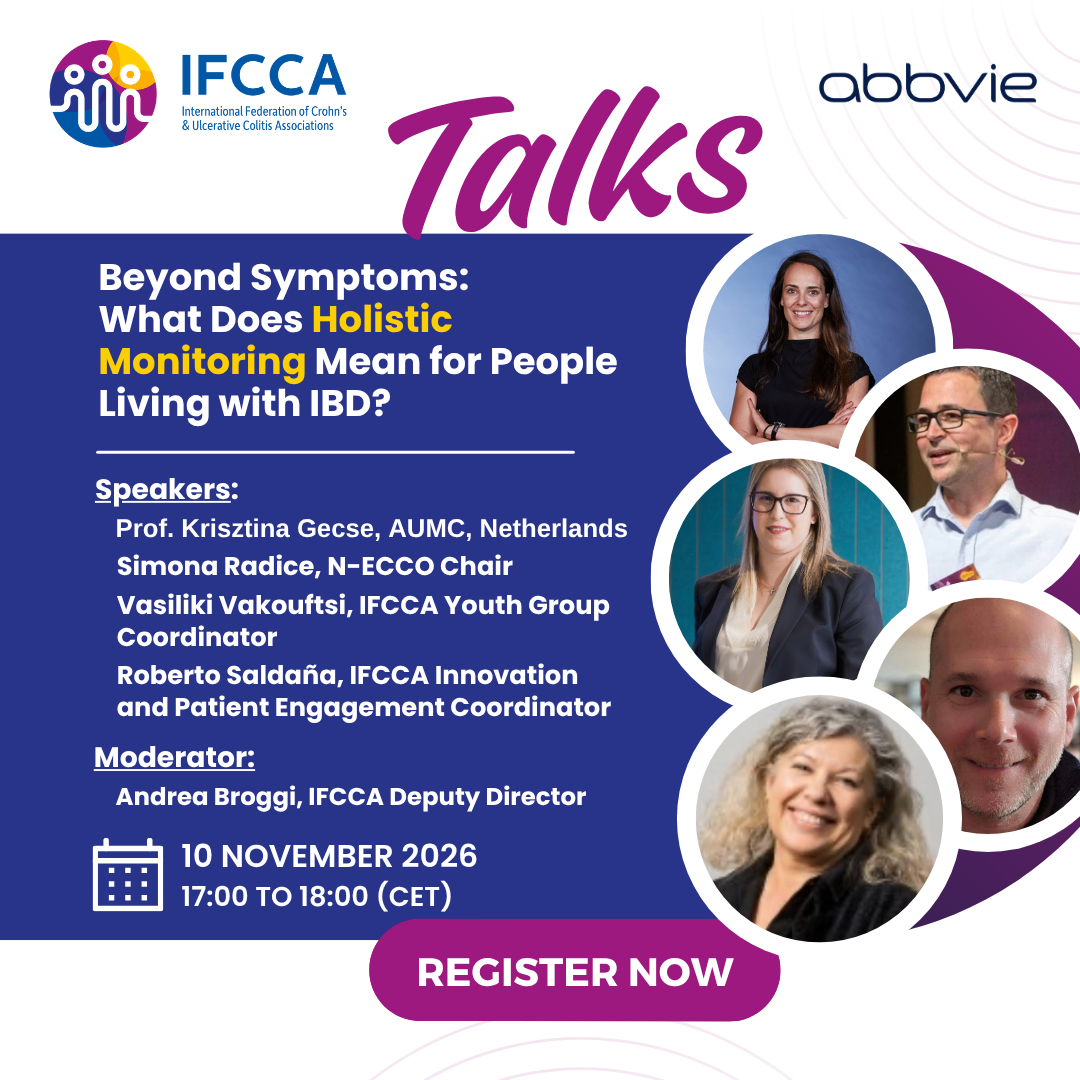 New IFCCA Talk: “Beyond Symptoms: What Does Holistic Monitoring Mean for People Living with IBD?”