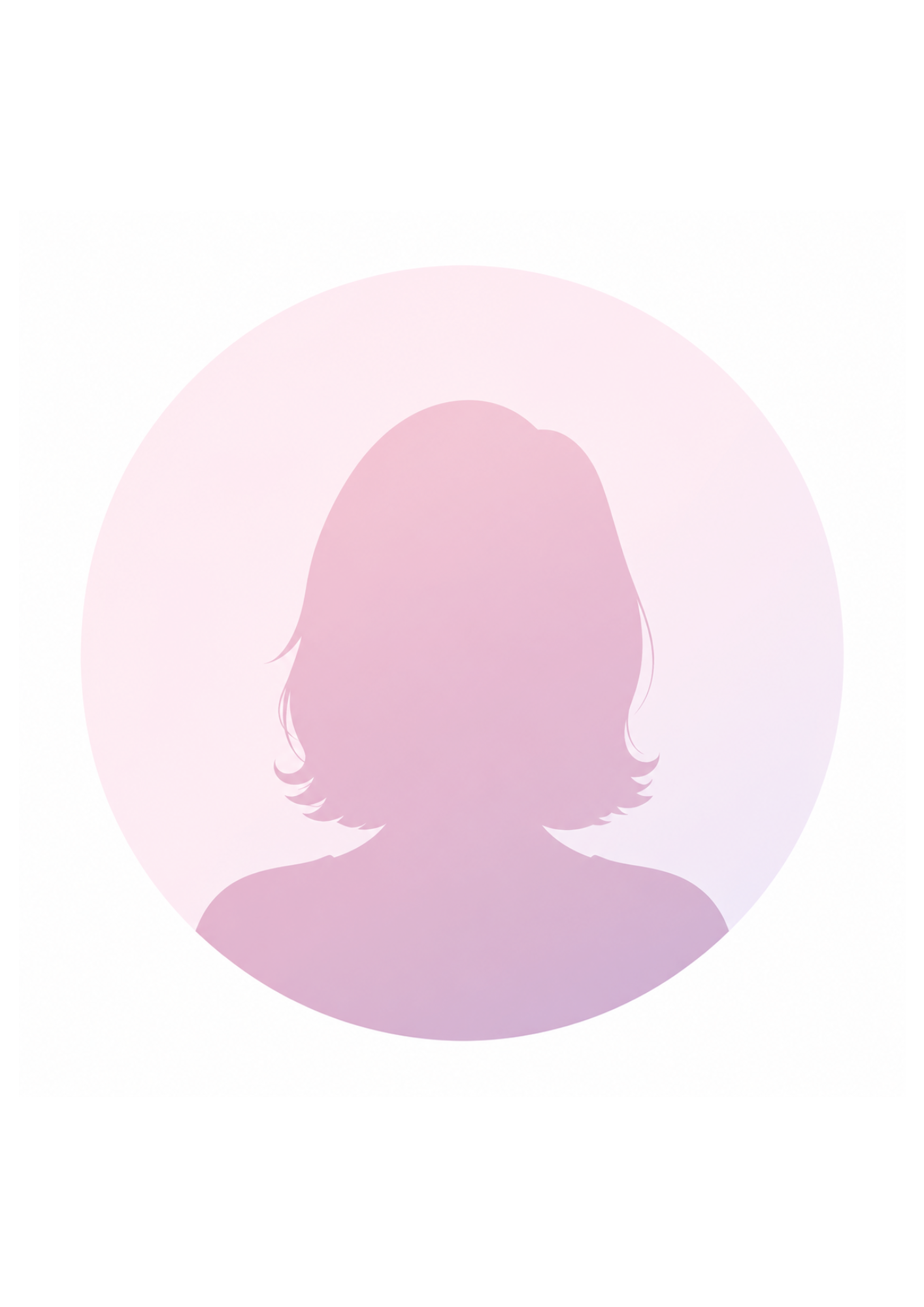 Silhouette of a woman with short hair inside a pink circle.