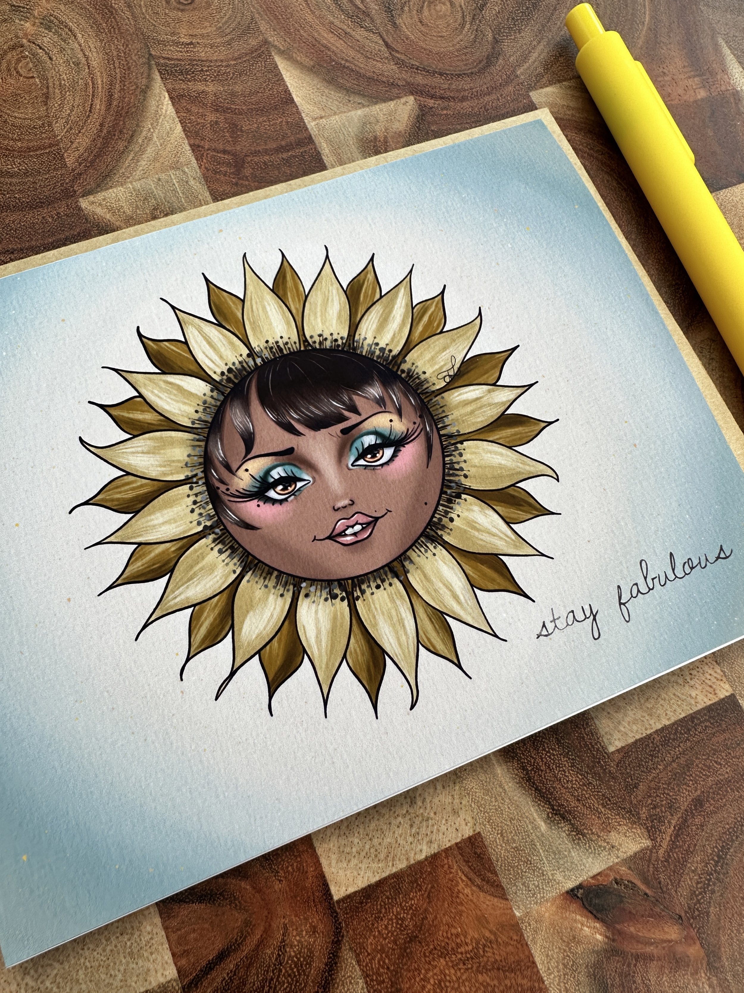 Whimsyling Sunflower Stay Fabulous Greeting Card