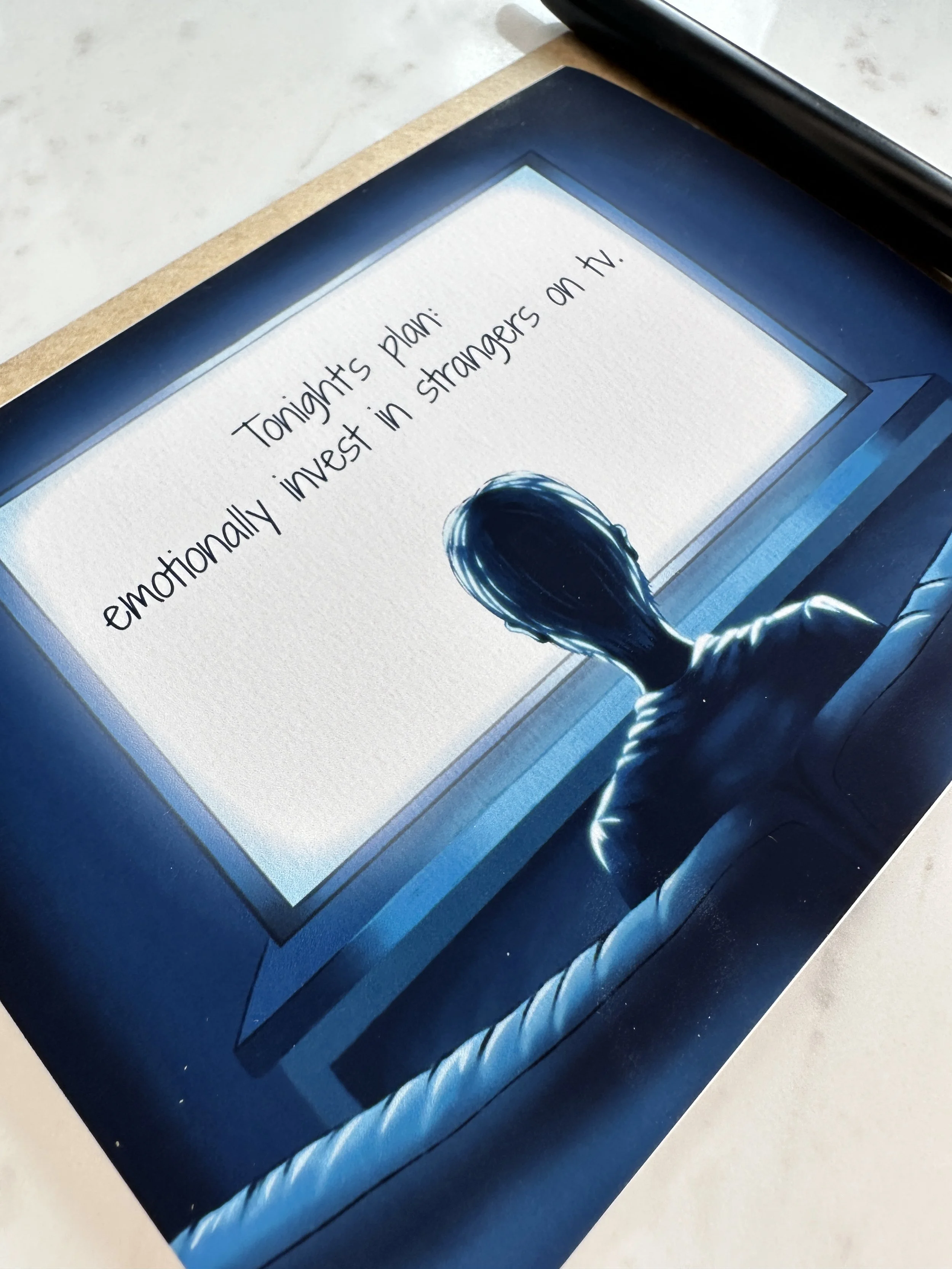 Emotionally Invest in Strangers on TV Greeting Card