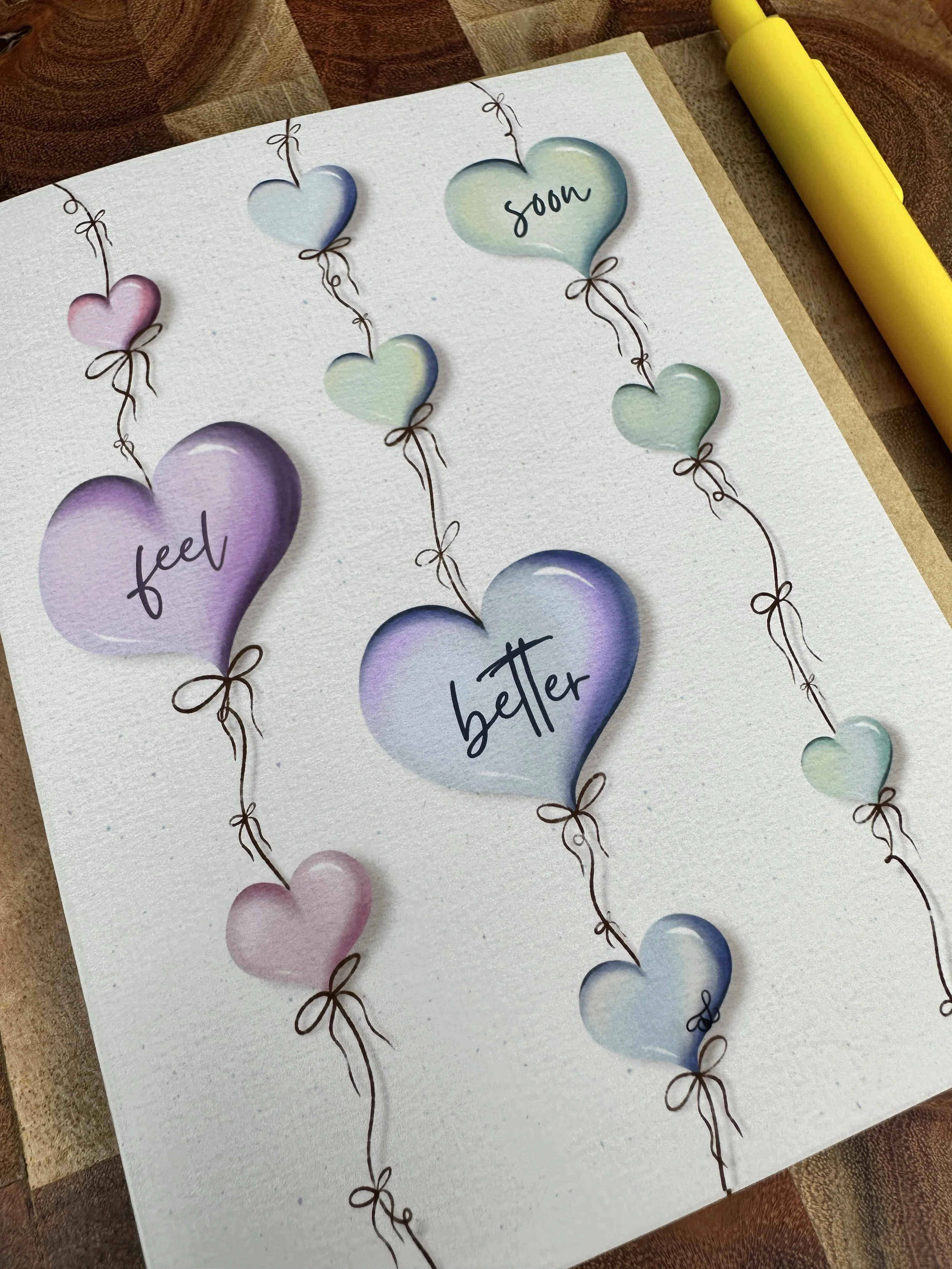 Feel Better Soon Hearts Greeting Card
