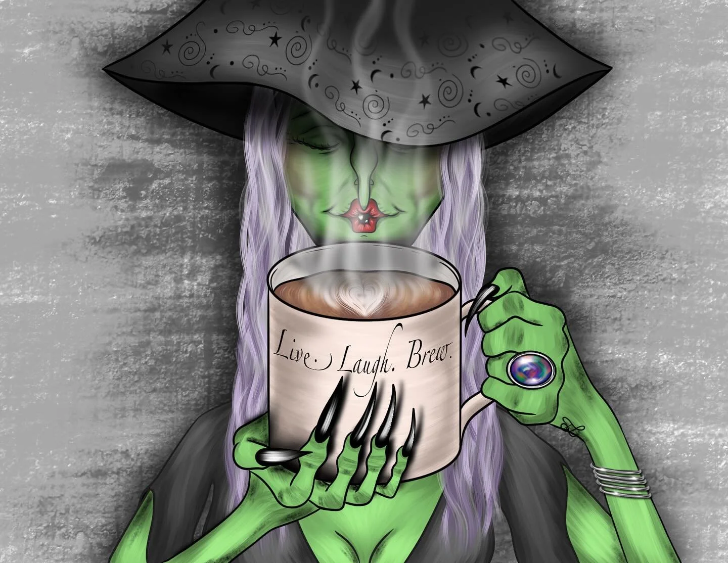 Running on caffeine and questionable magic. ☕✨ Happy Halloween everyone! 🎃 🧙🏻&zwj;♀️ #LiveLaughBrew #CanaryEast #artist #art #greetingcards #halloween #rochester #shoplocal #shopsmall