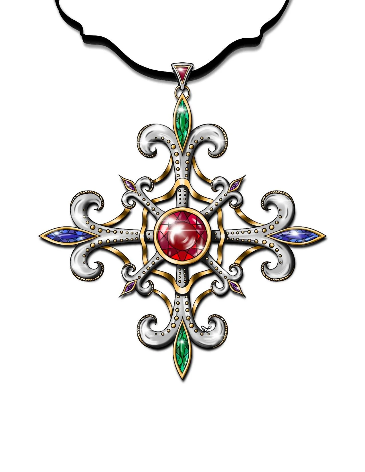 Maltese cross pendant. #art #artist #digitalart #jewelry #cross #maltesecross #rochester #rochesterartist