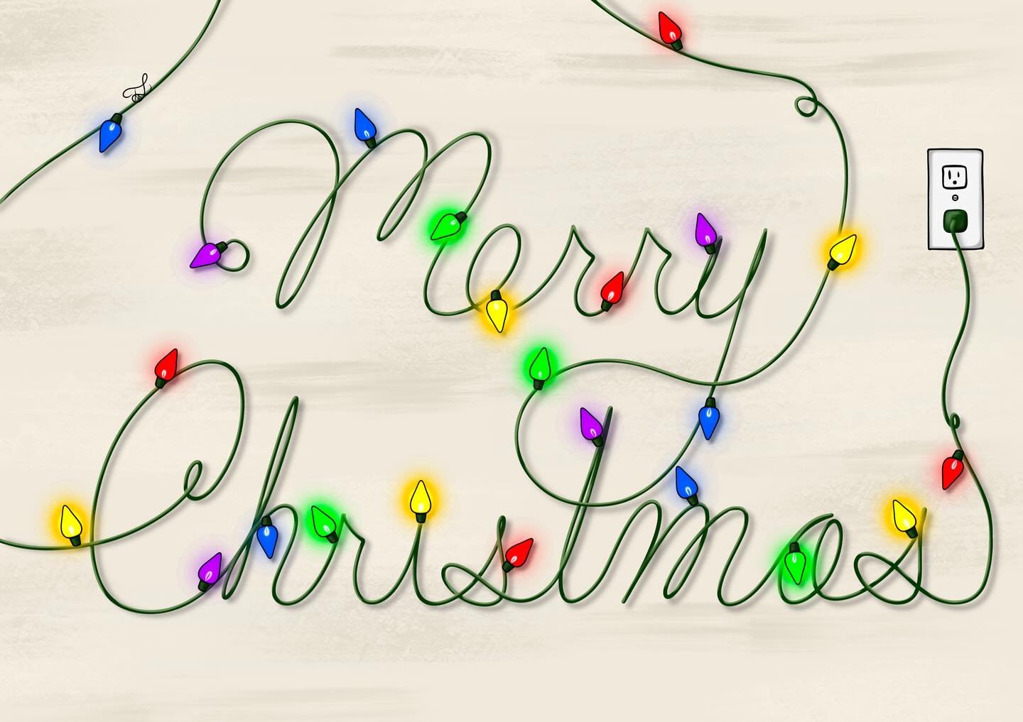 Okay consensus was the multi was the favorite and that there were too many lights blocking the words. So I redid the entire thing. ❤️💚🎅🏻 #art #digitalart #greetingcard #rochesterartist