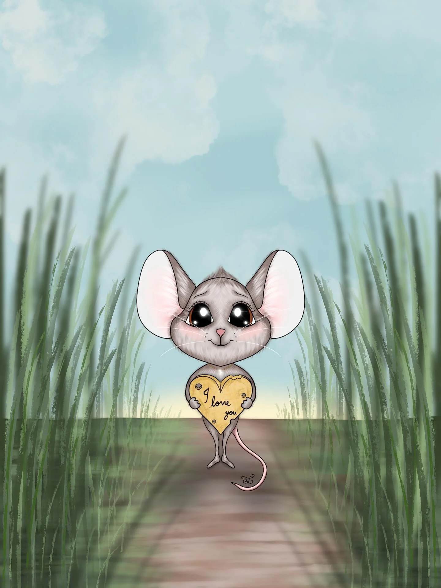 The sweetest little mouse holding an &ldquo;I love you&rdquo; cheese. 😍🐭🧀 #greetingcard #iloveyou #mouse #cheese #rochesterartist