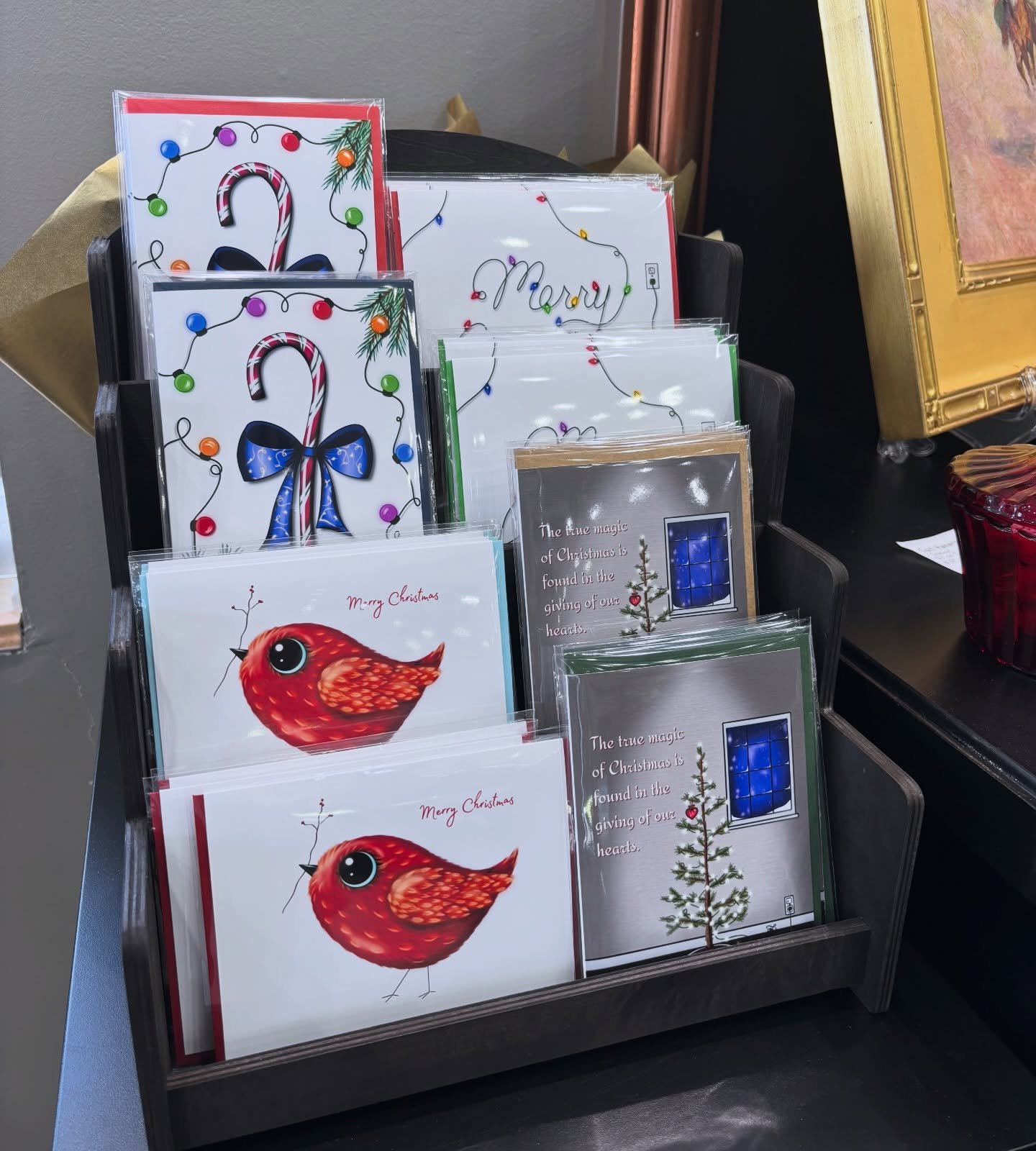 Canary East Christmas cards available at @estateandfinejewelry !!! 💛💚❤️ #shoproc #shoplocal #christmascards