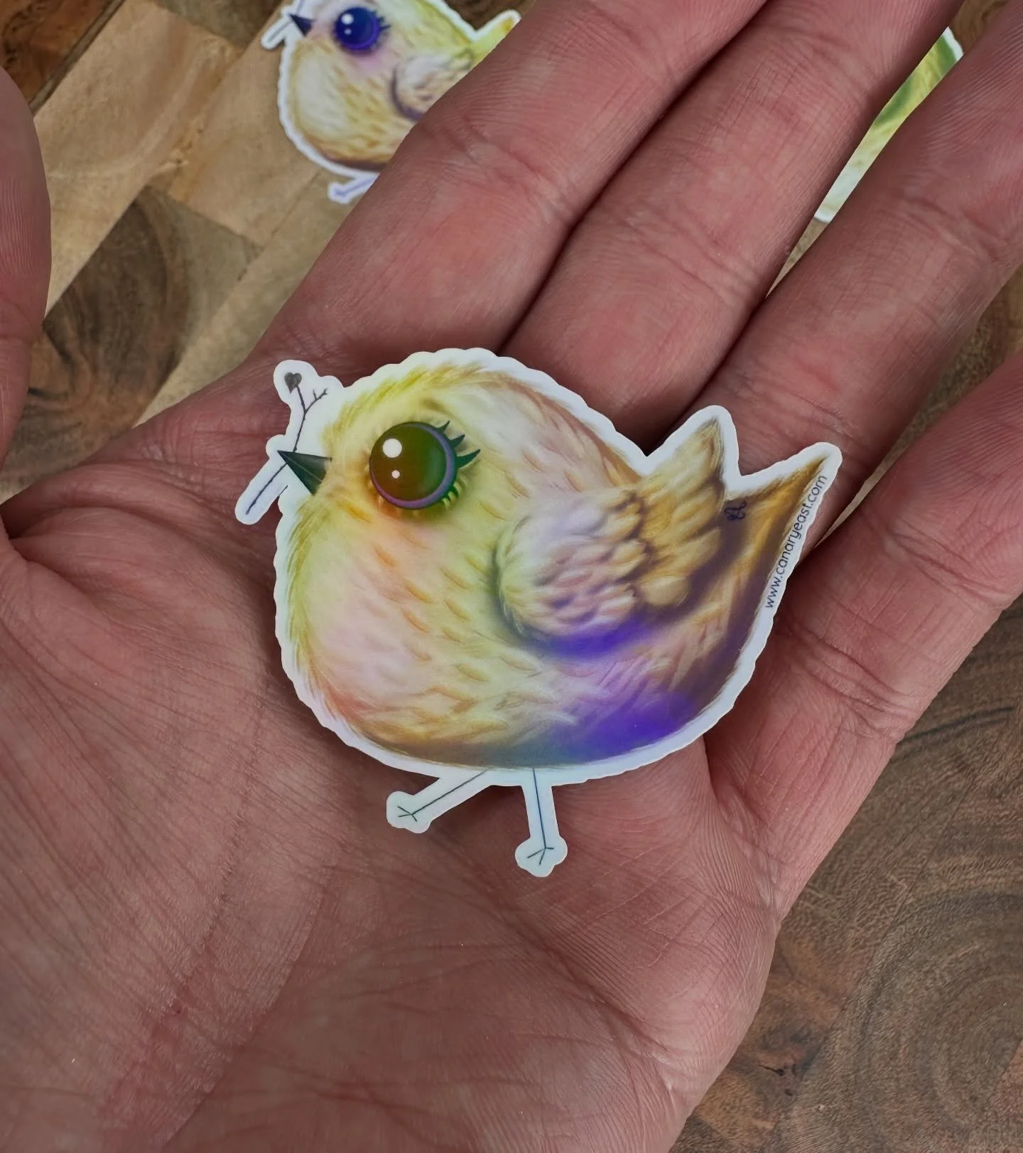 My chubby canary is now a sticker! So cute ☺️. #canary #bird #holographic #sticker #rochesterny 💛🐥
