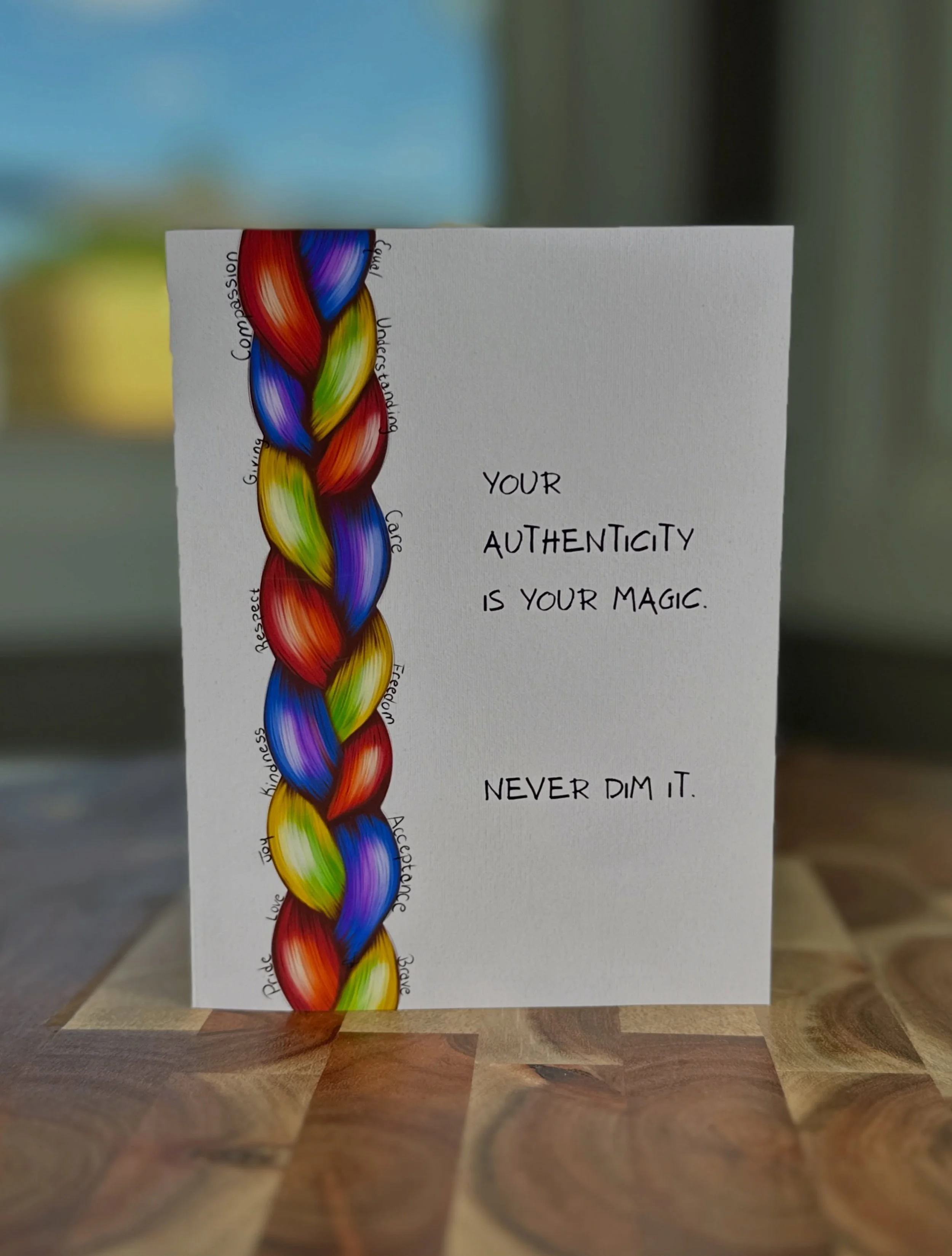 Happy pride month! ❤️🧡💛💚💙💜 This card has a message that I&rsquo;ve always lived by. Never dim yourself! #pride #rochesterpride #rochesterartist