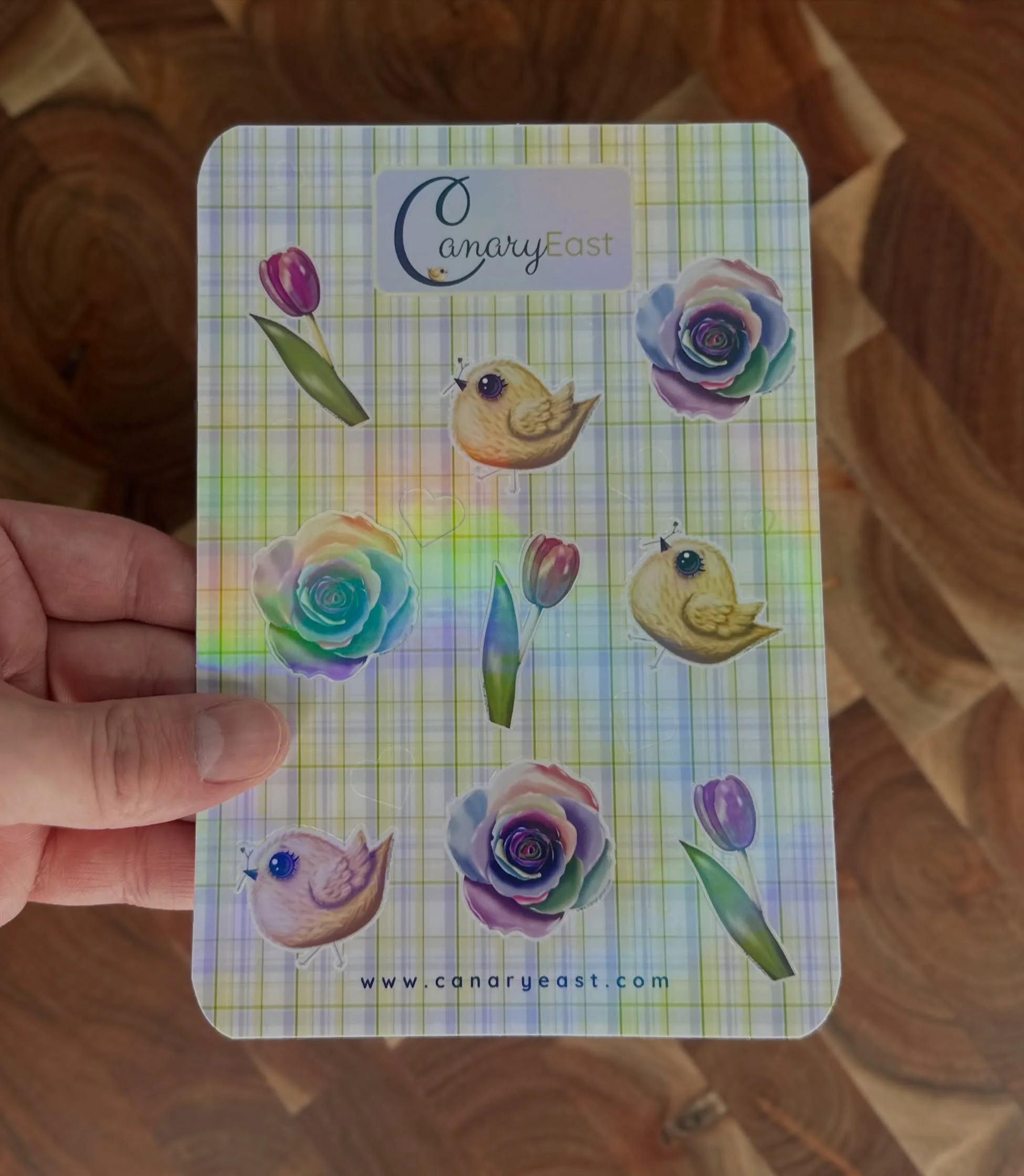 I now have sticker sheets! There are 9 main stickers and 11 plaid heart stickers on this sheet. These would make really cute party favors at a birthday party. 🥳 💛 #artist #rochesterny #stickers #holographic