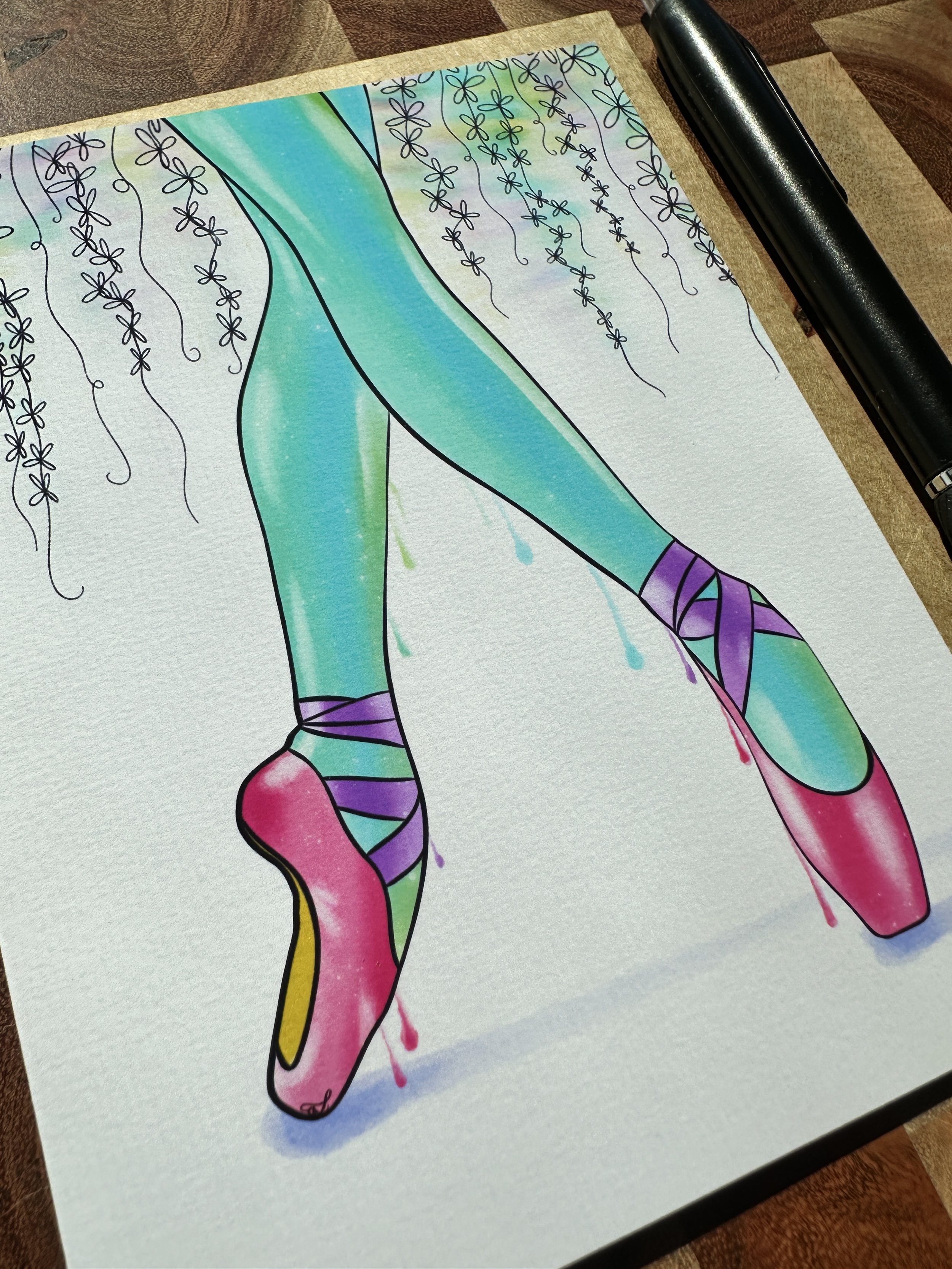 Neon Ballerina Greeting Card