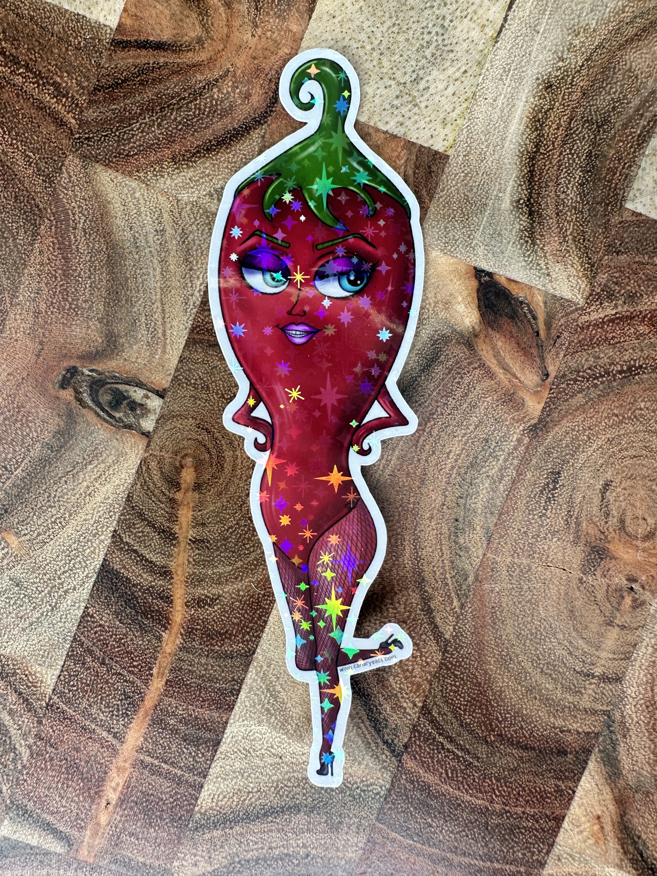 Single Holographic Spicy Pepper Sticker