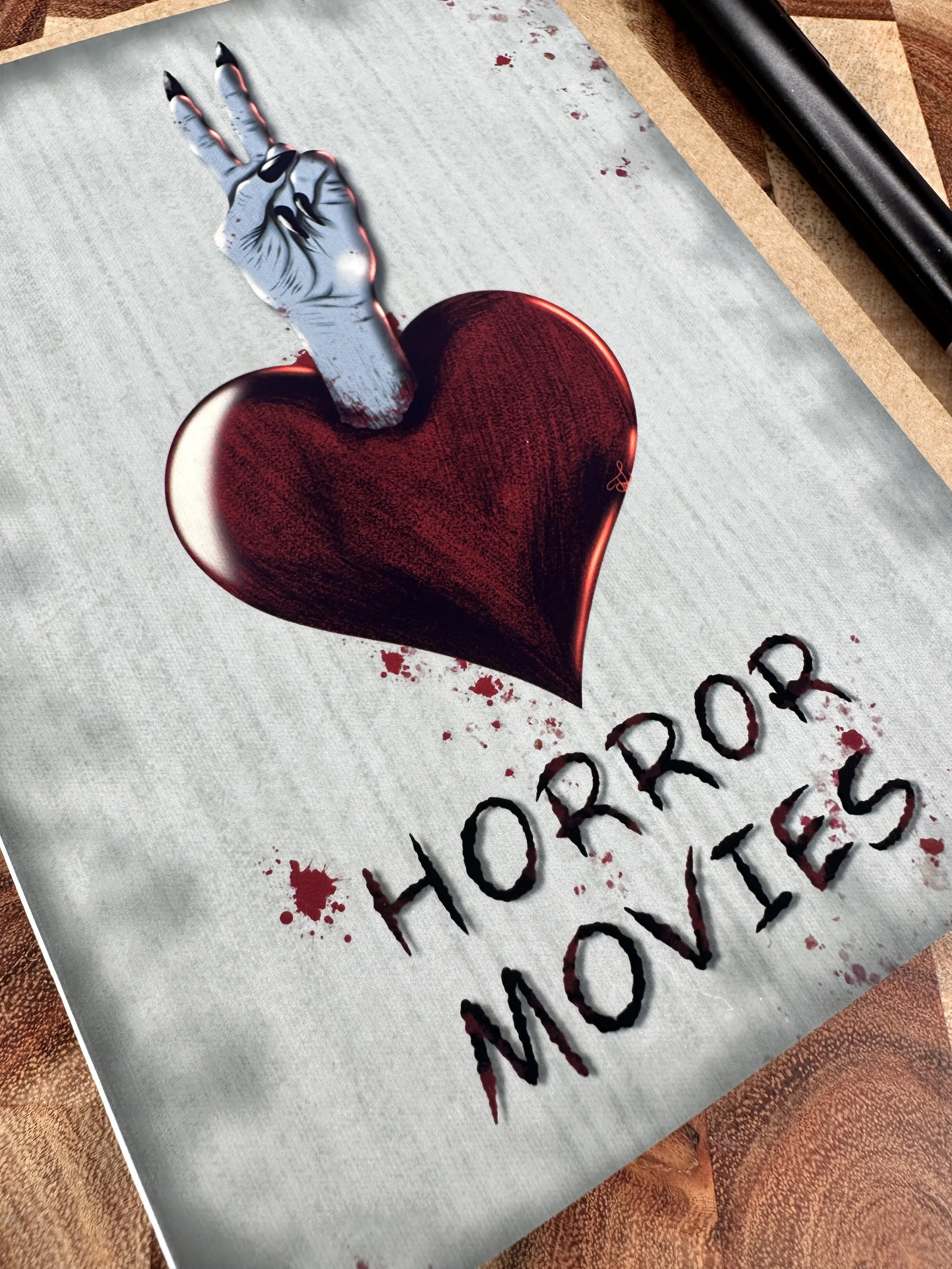 Peace, Love, Horror Movies Greeting Card