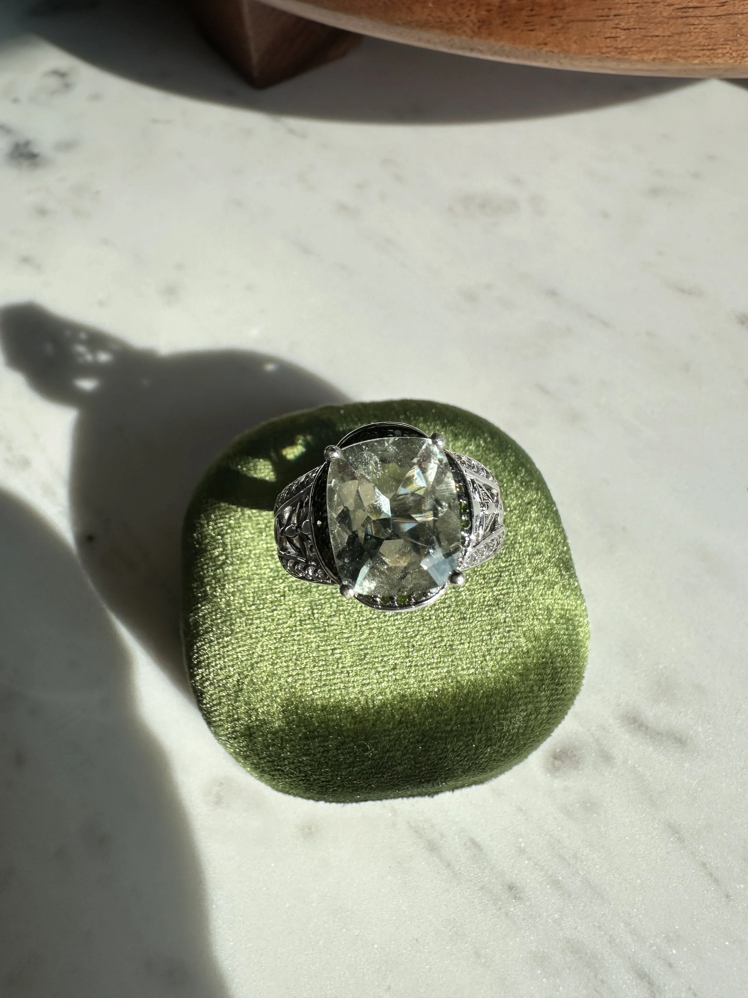 925 Victoria Wieck Prasiolite and Green Diamond Ring