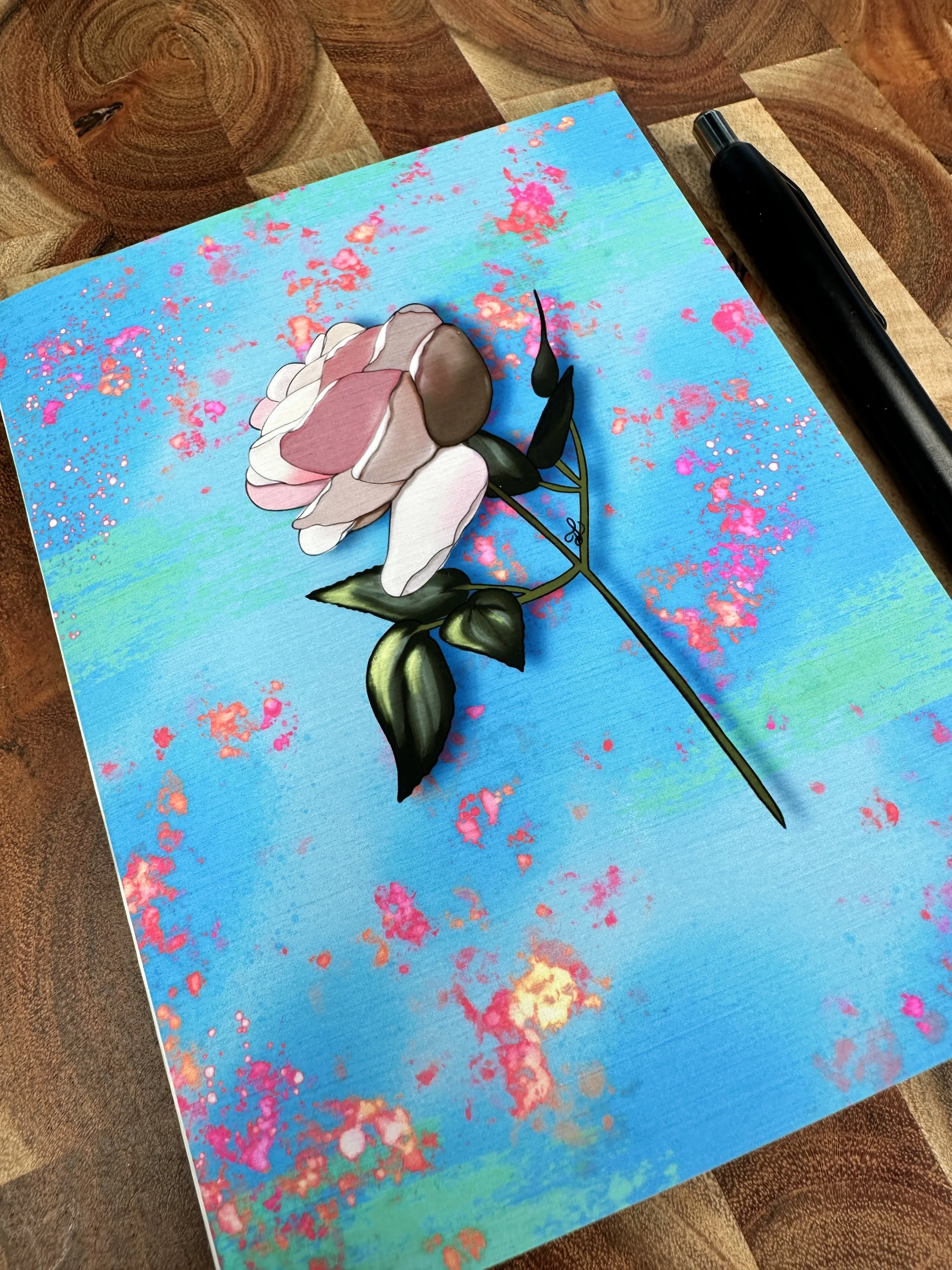 Pink Rose with Graffiti Greeting Card