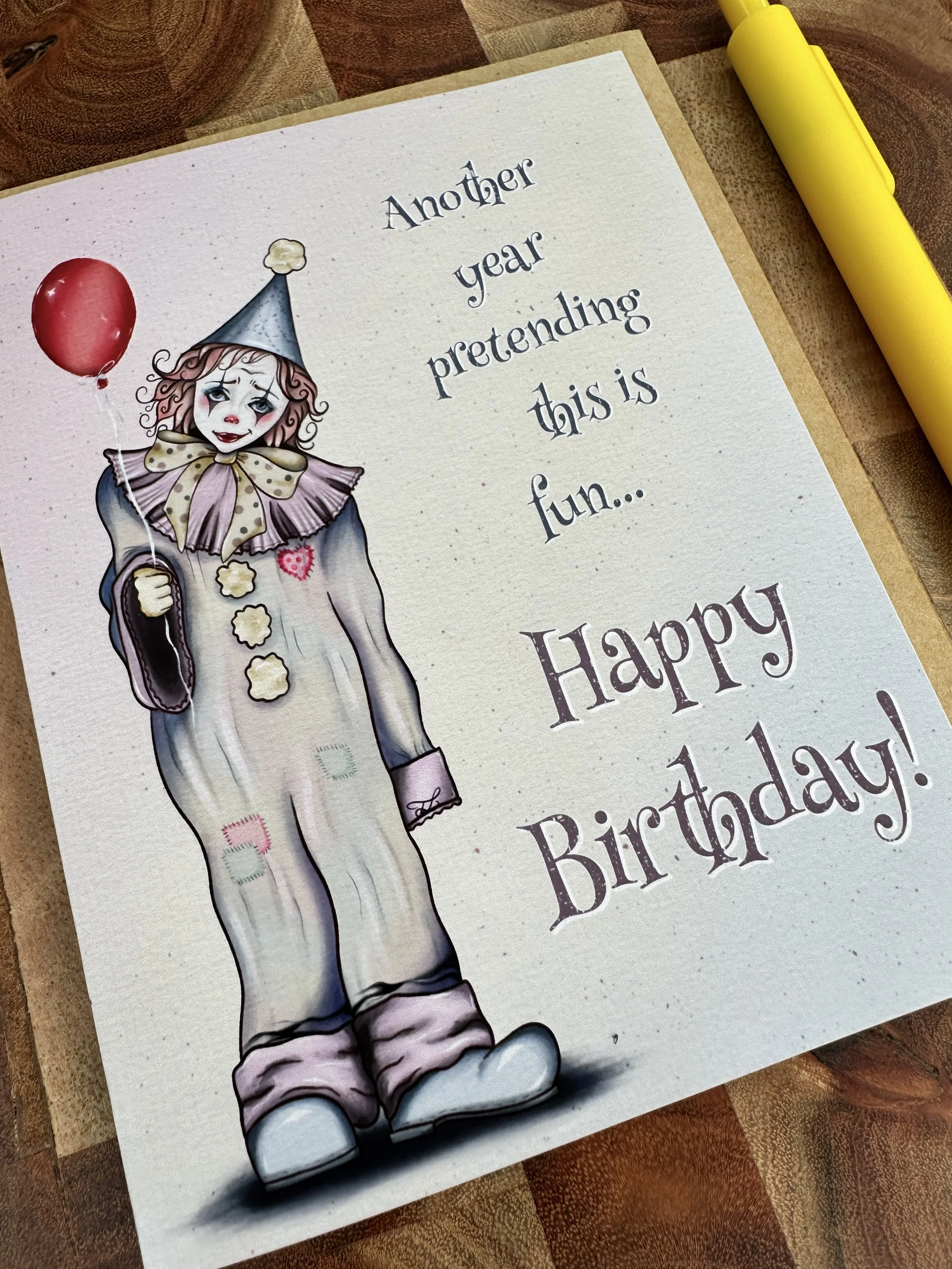 Sarcastic Birthday Clown Greeting Card