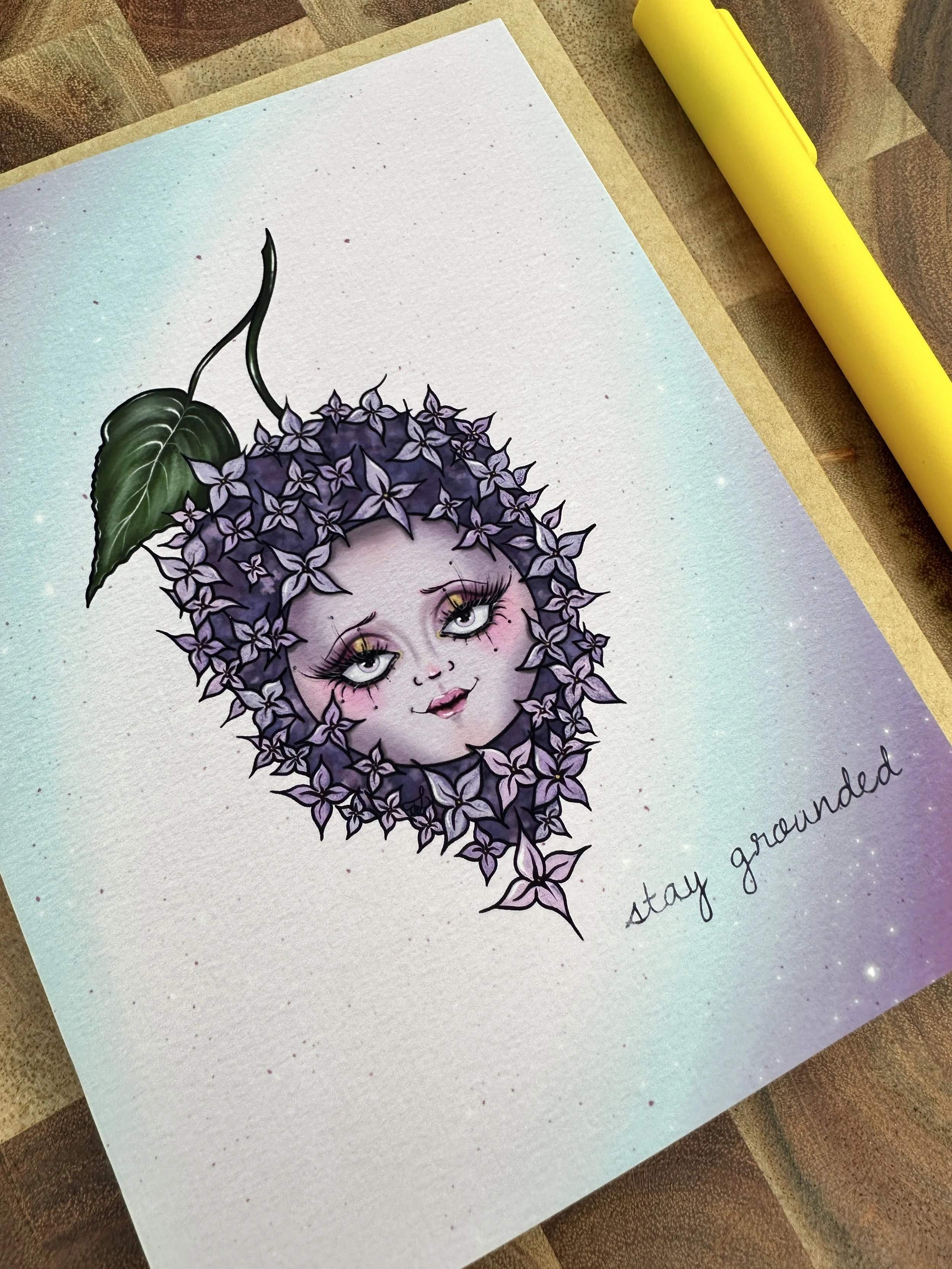 Whimsylings Lilac Stay Grounded Greeting Card