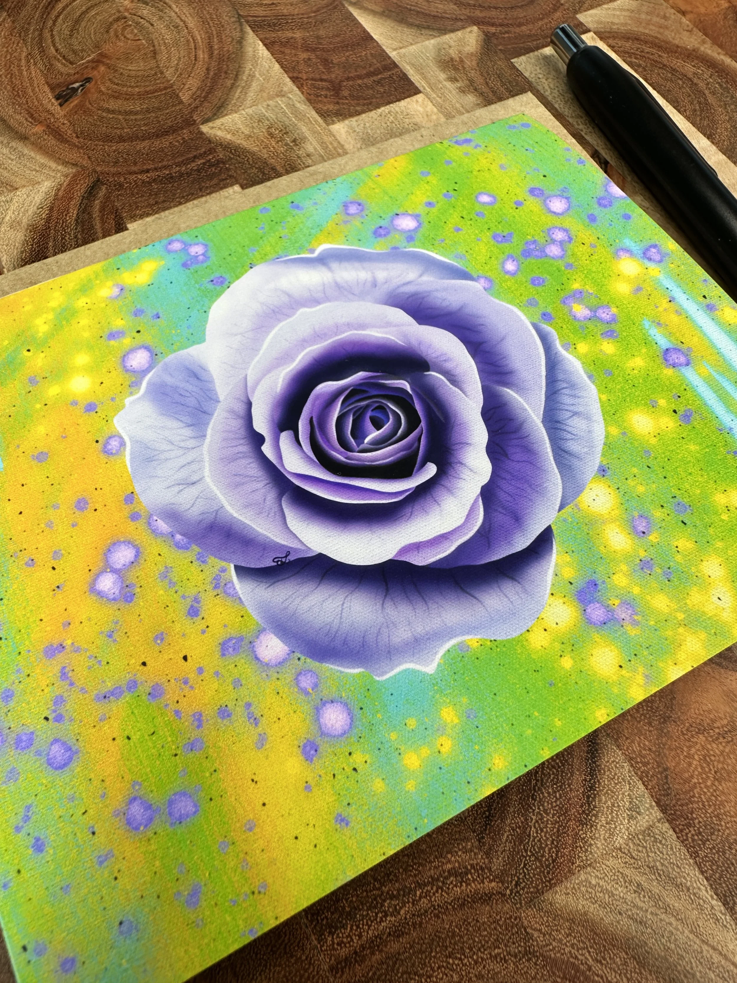 Graffiti Purple Rose Greeting Card