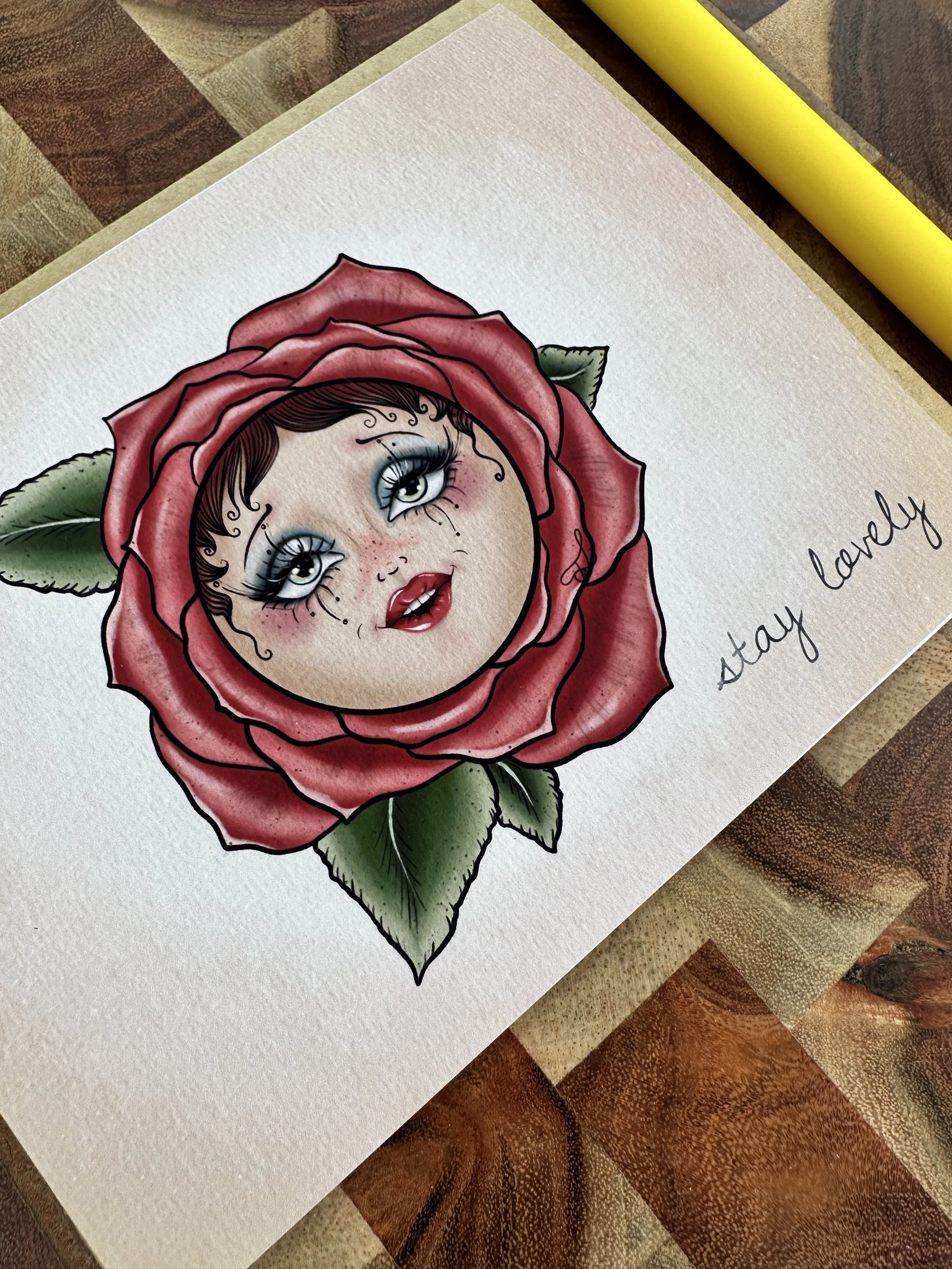 Whimsyling Rose Stay Lovely Greeting Card