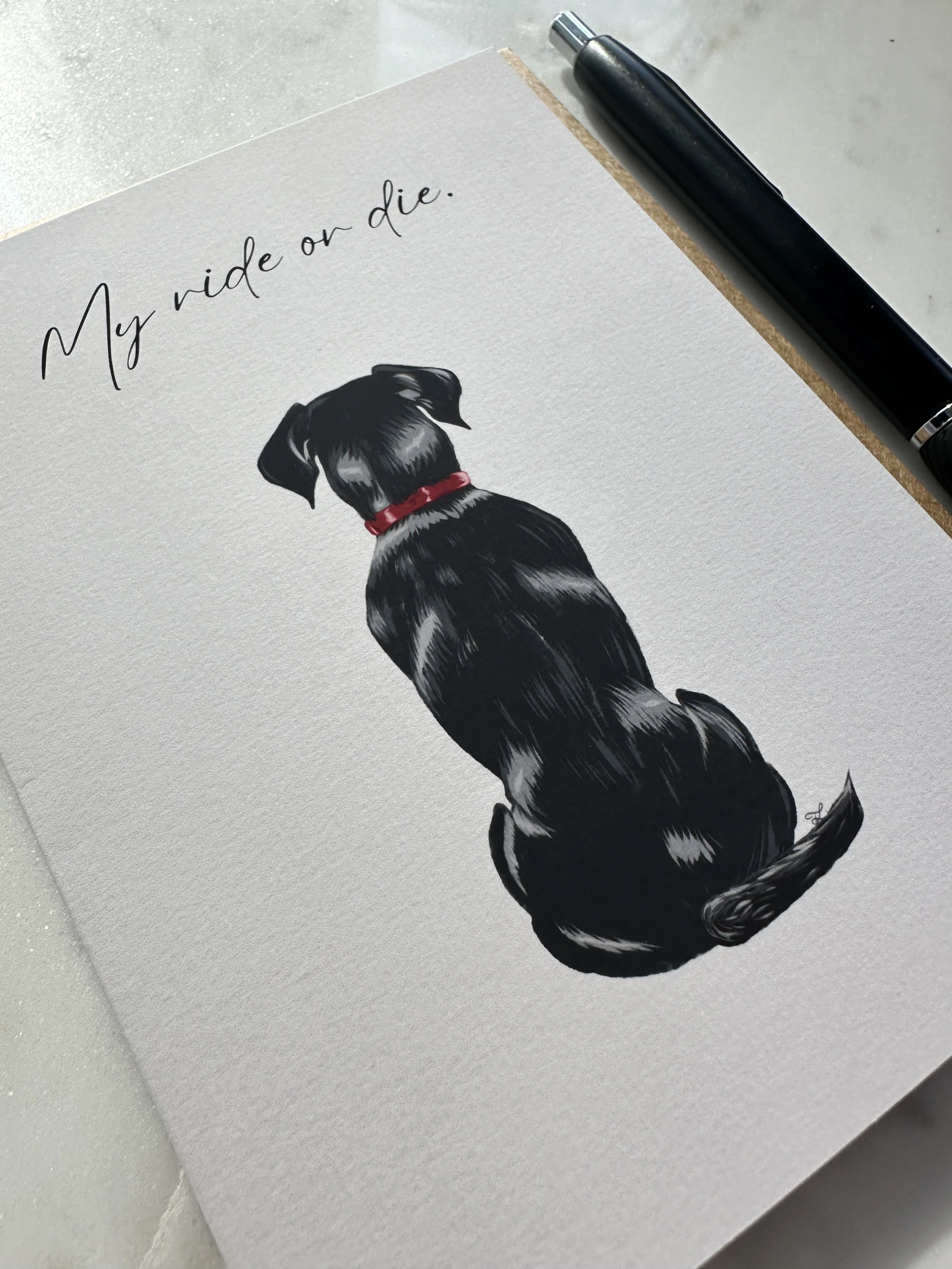 Single Black Dog Greeting Card