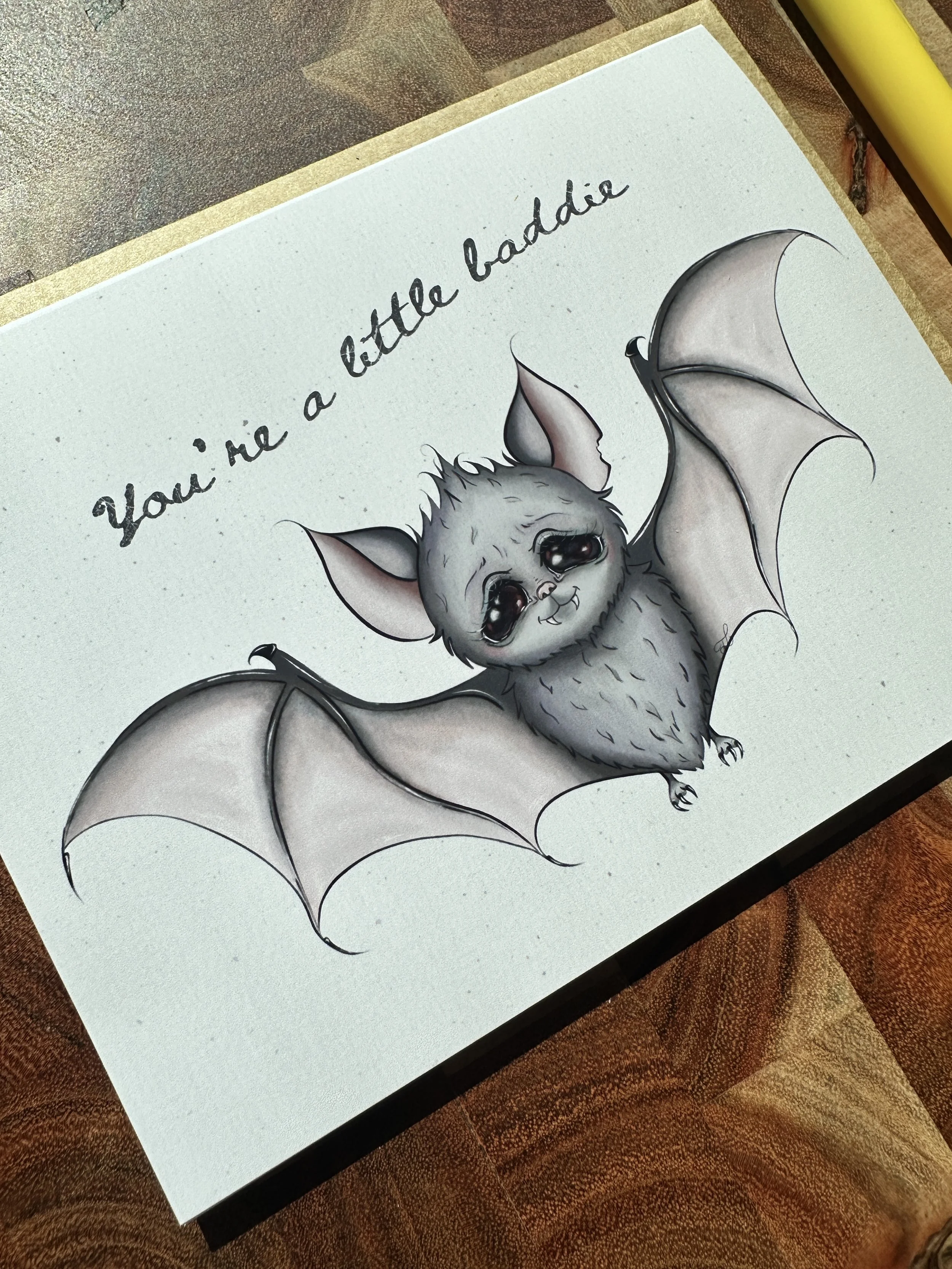 You're A Little Baddie Bat Greeting Card