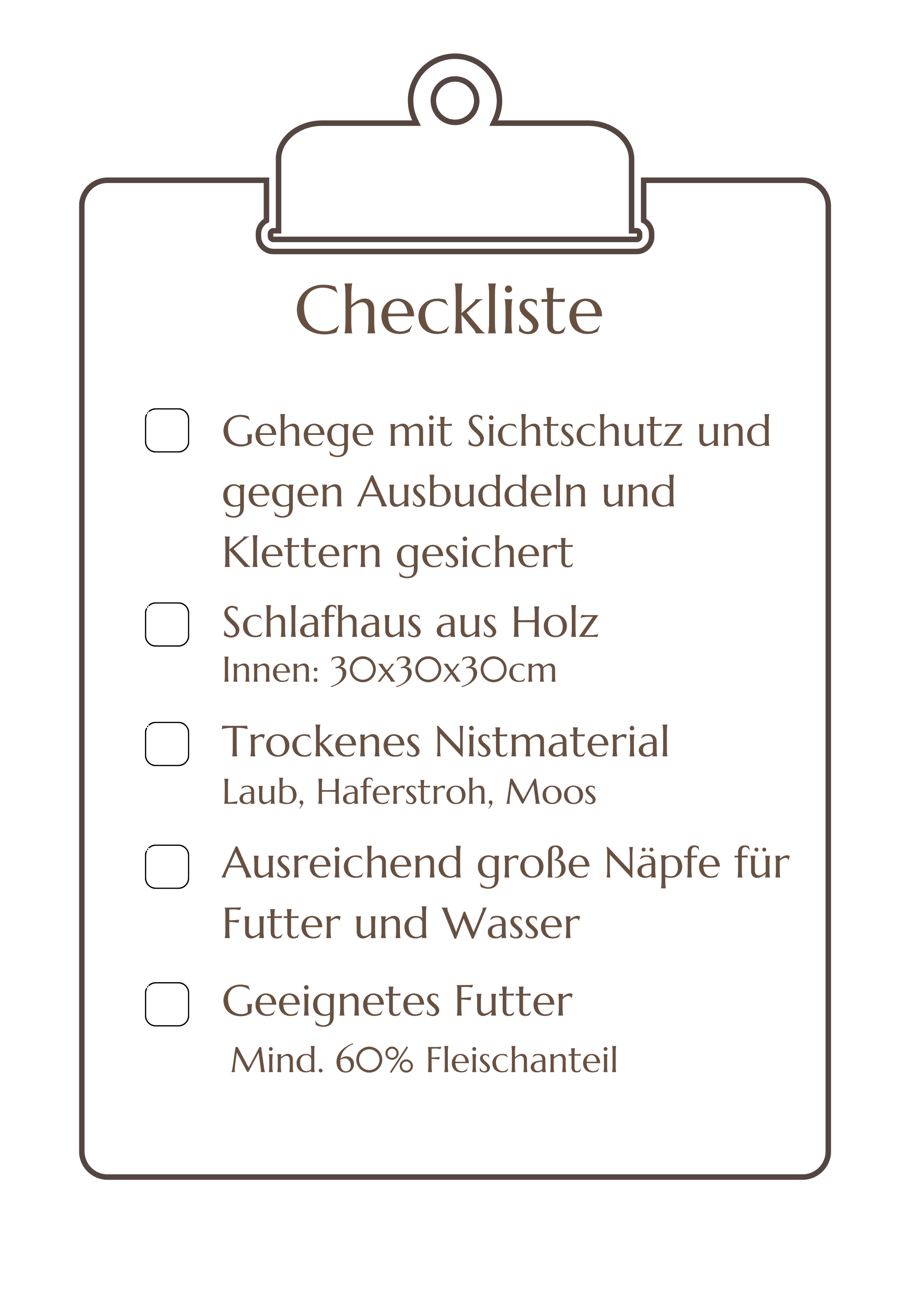 Eine Checkliste für die Überwinterung eines Igels.