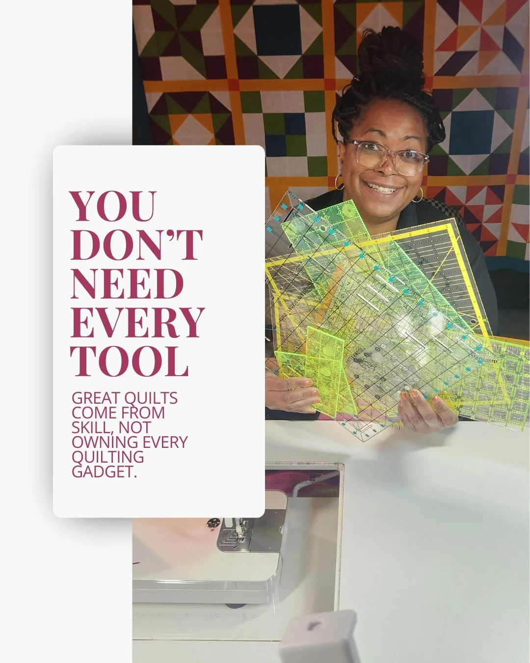 You don&rsquo;t need everything to quilt beautifully. Start simple. 🧵

#quiltingtips #beginnerquilting #straightstitching #quiltingconfidence