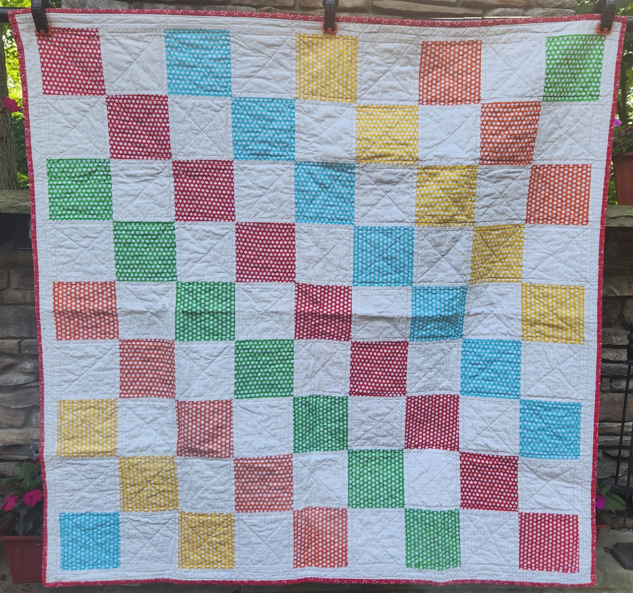 Polka Dot Parade Quilt – 40" x 40" | One of a Kind