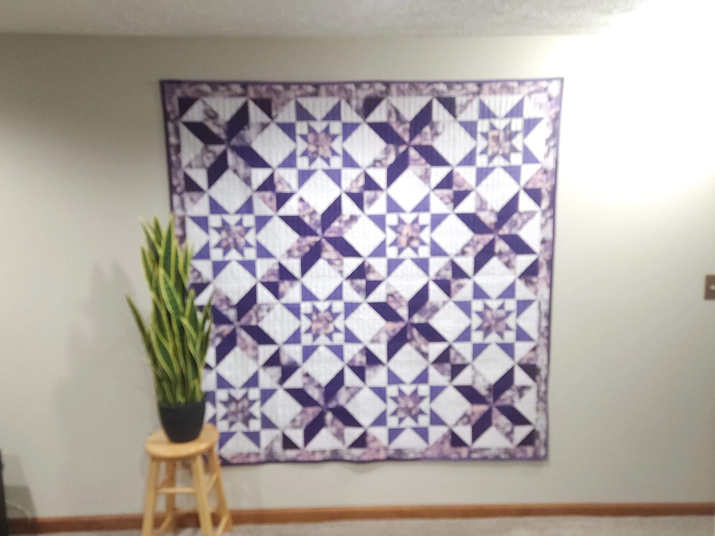 Starry Duo Quilt – 68" x 68" | One of a Kind Purple Statement Quilt
