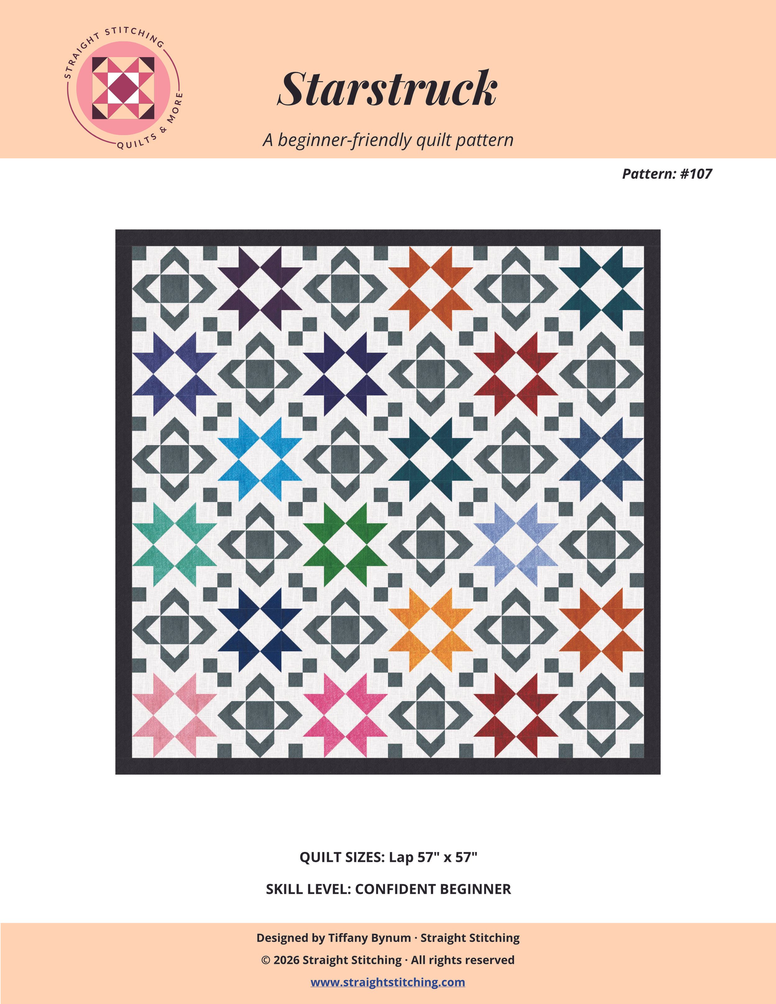 Starstruck Quilt Pattern | Modern Star Quilt Pattern for Confident Beginners