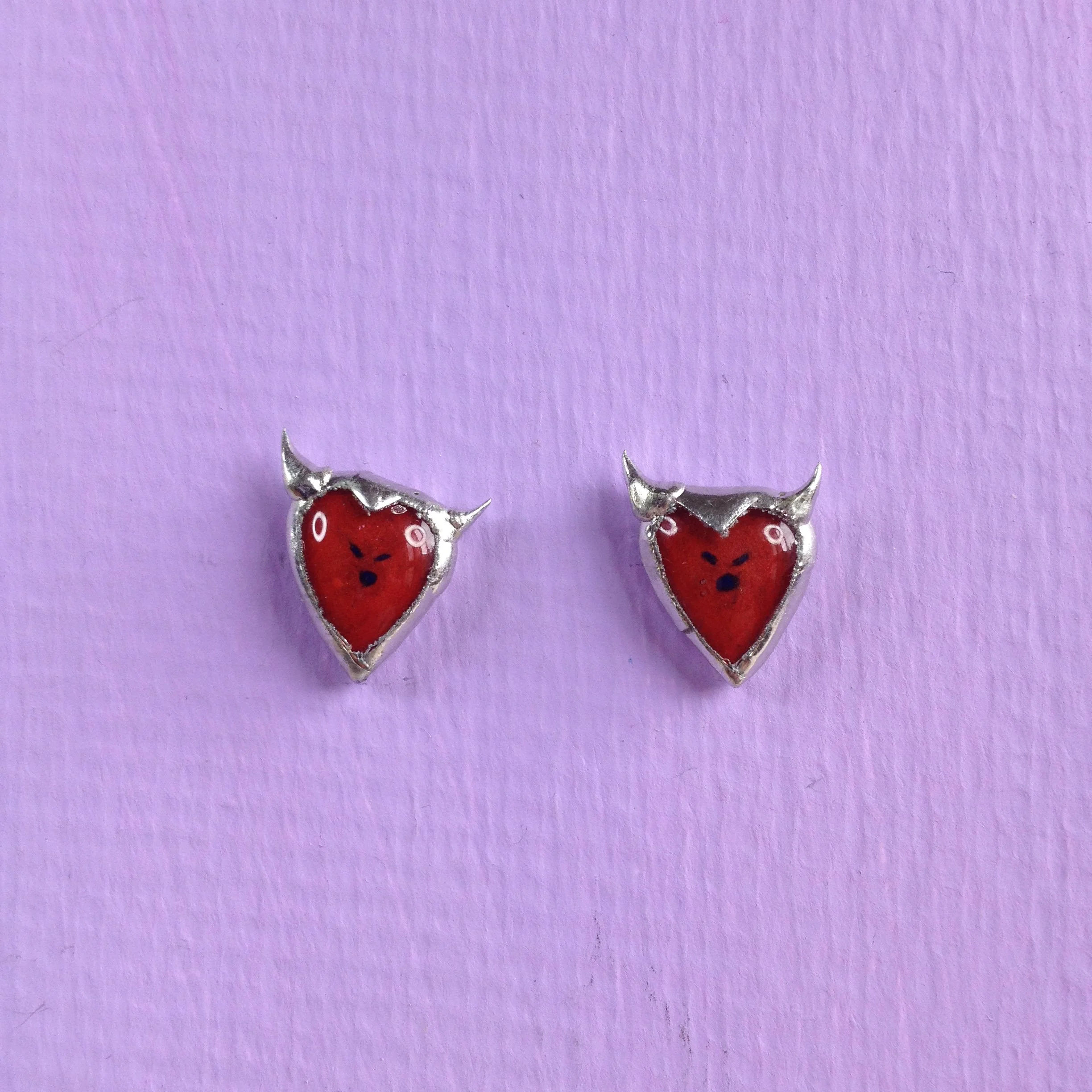 Devil heart earrings