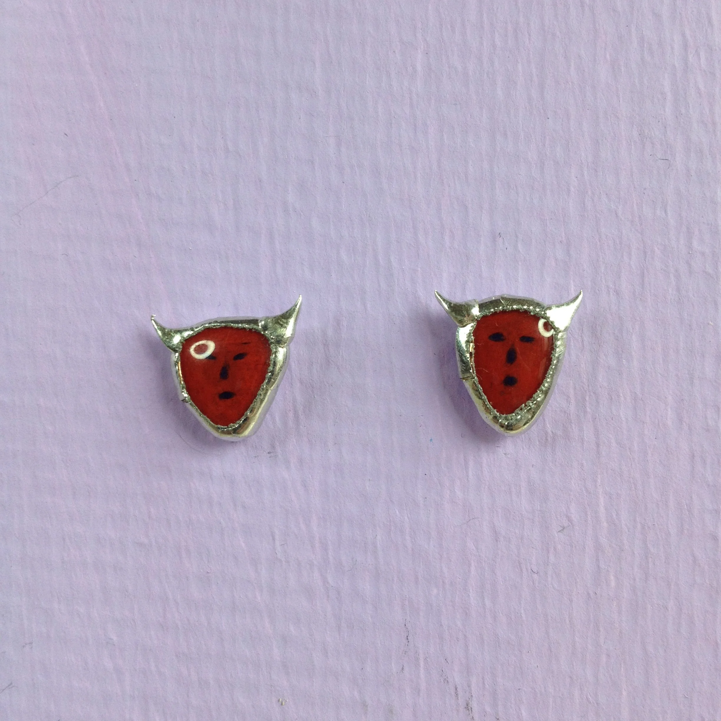 Devil face earrings