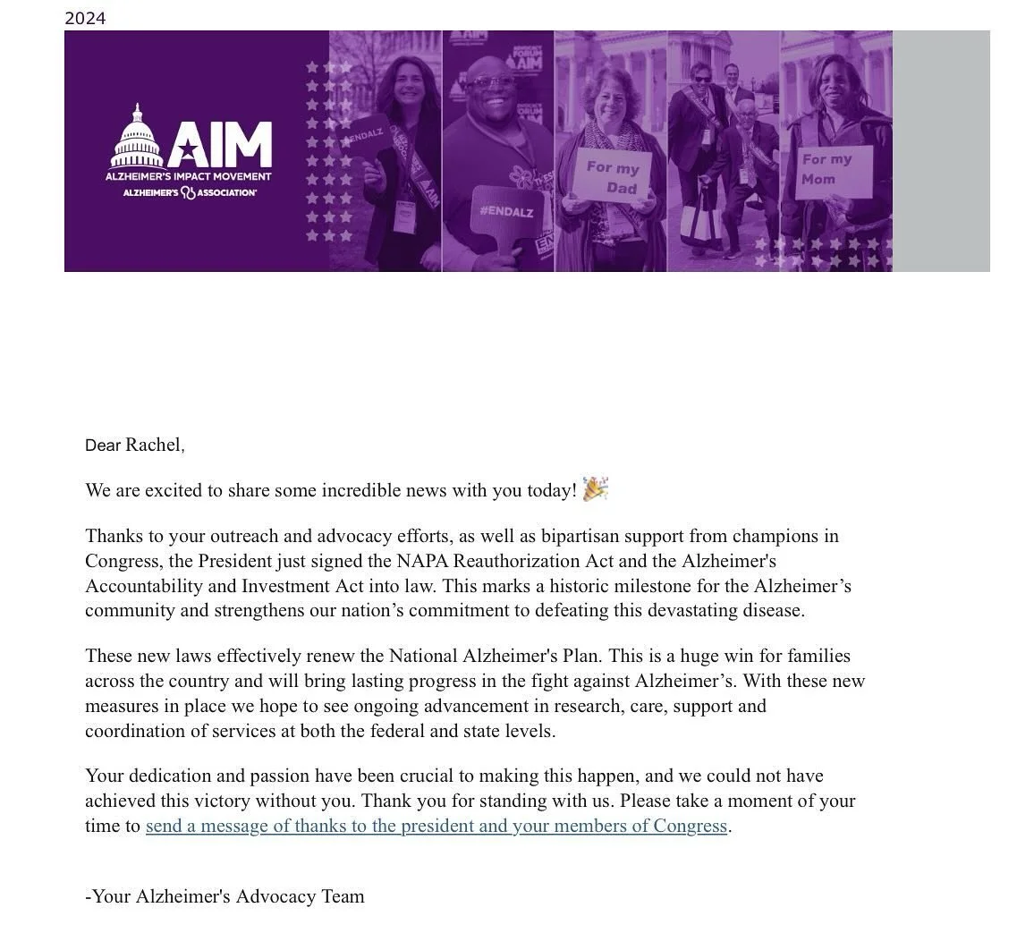 WE DID IT!!
#AAIA and #NAPA have been signed into law by President Biden!

This is a huge win for the dementia community. NAPA focuses pretty much everything - healthy aging awareness (especially to underrepresented communities), advances research, e
