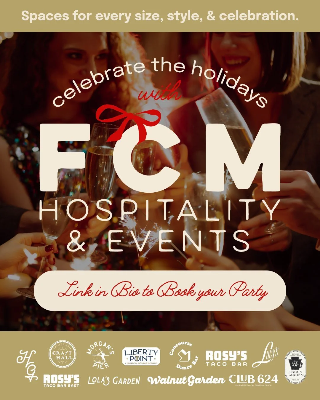 It&rsquo;s not too late to be a holiday party hero! Click the link in our bio to plan the perfect holiday celebration for your office. No company is too niche or party too unique for FCM Hospitality!
