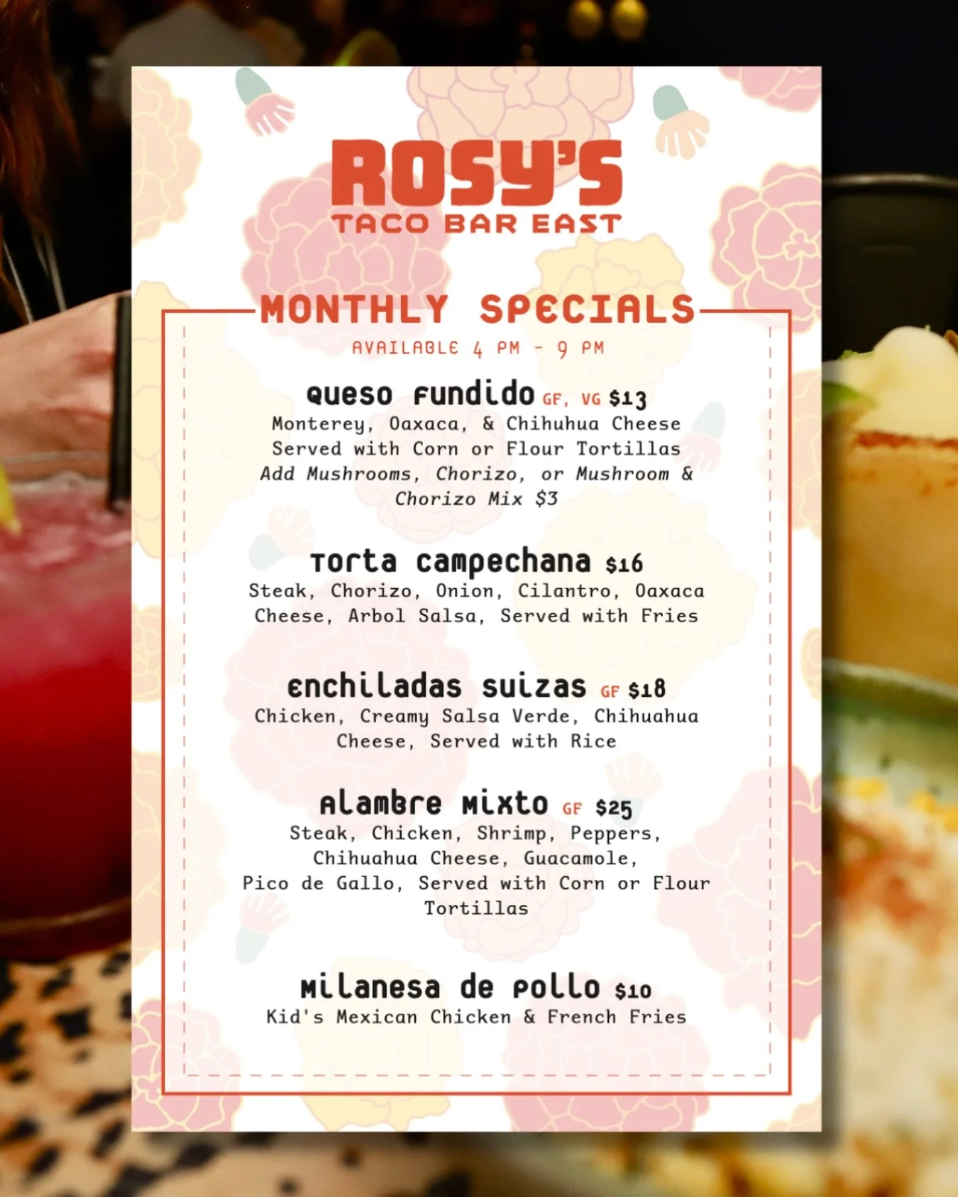 Fresh flavors becoming new favorites! ✨

Our new monthly specials are officially LIVE! Stop by any day this week between 4pm and 9pm to see what we&rsquo;ve been cooking up! 🍽️😋