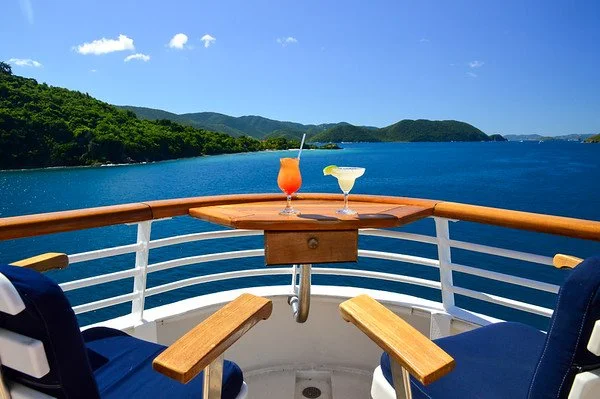 Relaxing with Cocktails on a SeaDream Yacht Club Balcony