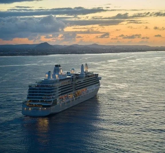 Silversea Cruises Ship Exterior at Sunset | Stunning Views in the Caribbean
