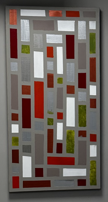 Healing Roots: Self-Acceptance (2025) Acrylic on canvas
24 x 48
$1440

This first Healing Roots work grounds the viewer in orange, red, green, and copper, drawing together warmth, vitality, growth, and earthbound strength. The colors meet and settle 