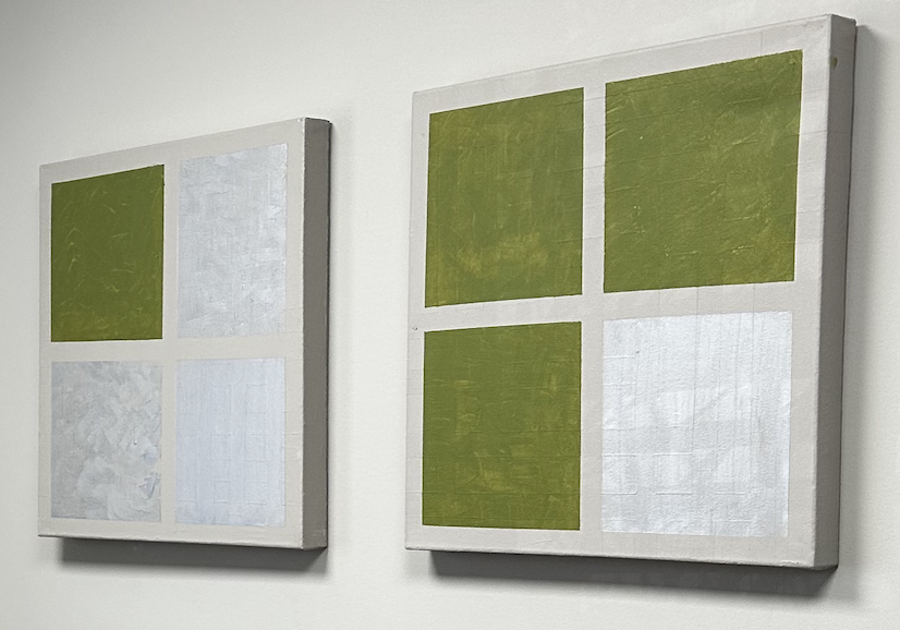 LifeForce (2025) Acrylic on canvas
18 x 18 inches
$810
Life Force (Two-Piece Set)
Life Force explores the sacred vitality of living systems through the pairing of silver and green. Silver reflects the preciousness, endurance, and sanctity of life, wh