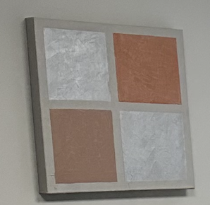 EarthStar (2025) Acrylic on canvas
16 x 16
$320
EarthStar brings together copper and silver, in four converging squares that honor the preciousness of balance. The metallic tones speak to richness, grounding, and sacred value. Copper anchors the work