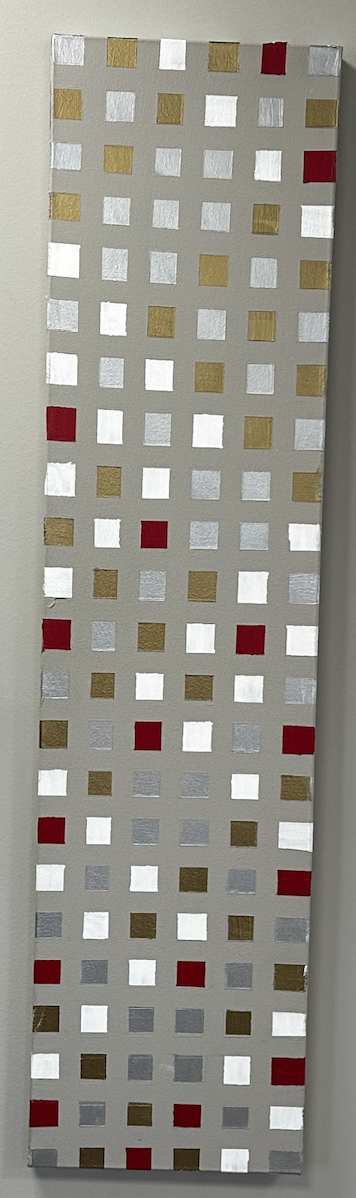 Belonging in Motion (2025) Acrylic and copper on canvas
12 × 48 inches
$720
This painting explores the peace that arises through regulation and the healing intelligence of the body. Inspired by the movement of blood and the quiet cooperation of cells