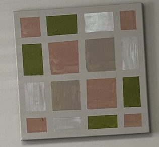 Hedge of Protection (2025) Acrylic and copper on canvas
18 x 18  inches
$405
This painting embodies the assurance of being held by a life-giving force that surrounds, protects, and sustains. Layers of green, copper, silver, and gold form a living bou