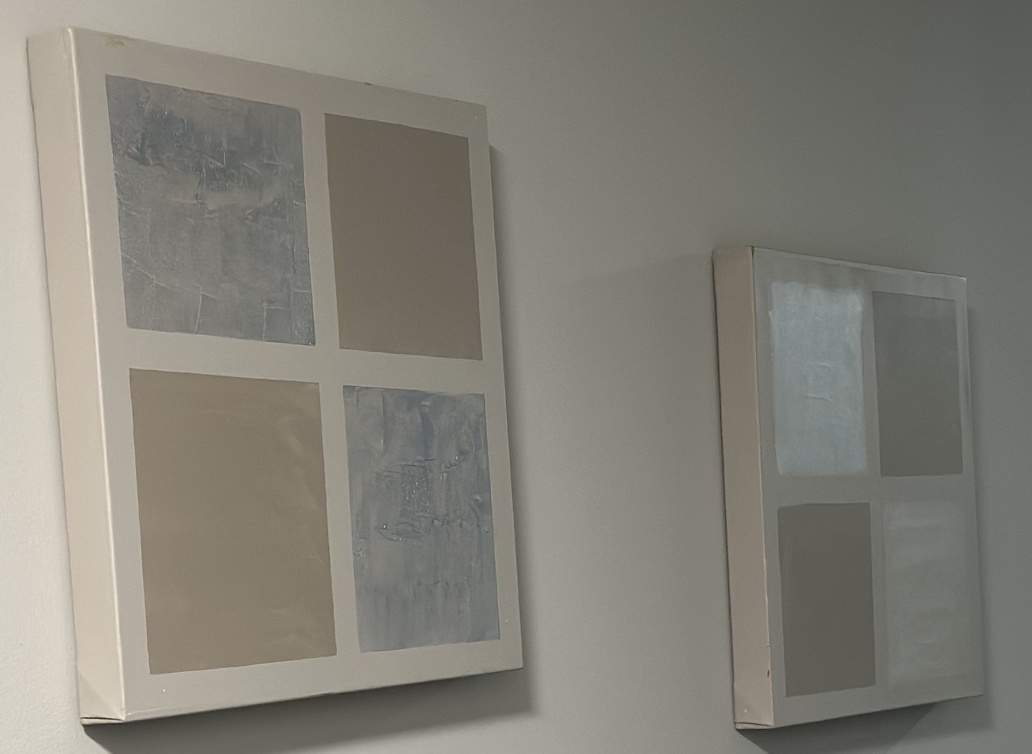 The Essence of Life (Diptych) (2025)
Medium Acrylic on canvas, two panels
Collection Healing Roots
$320

Description This two-piece diptych holds the quiet essence of faith as lived experience. Rendered in muted tones and gentle movement, the work in