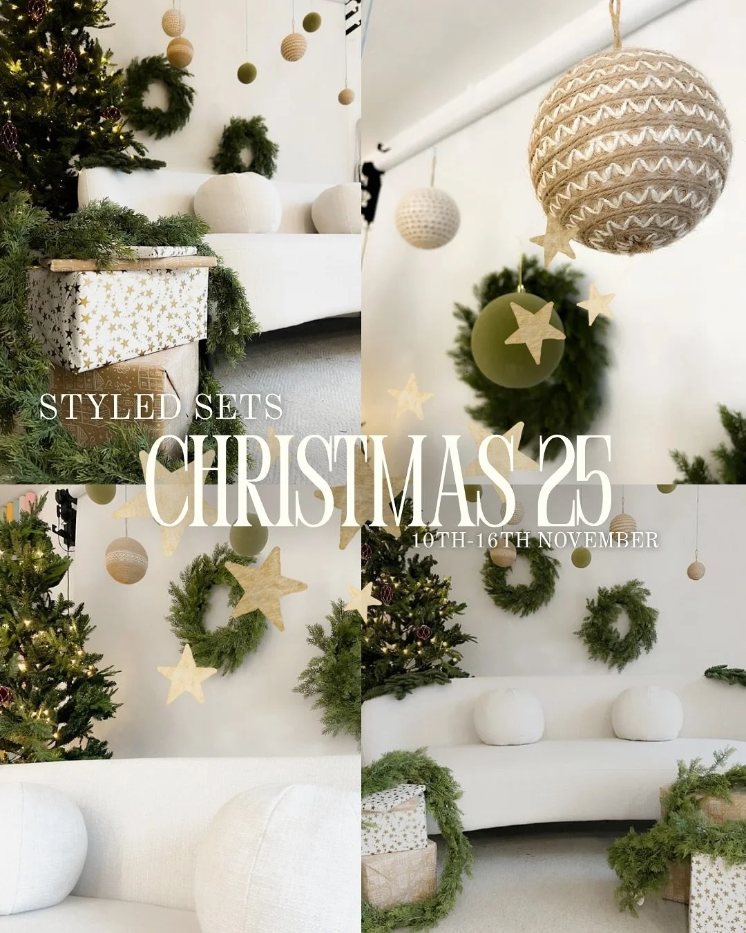 🎄CHRISTMAS STYLED SET 25 🎄
Here’s the first peek at our festive styled set! For one week only at Studio Snaps 🌟
We’ll also be adding a cream curtain backdrop, an extra Christmas tree and a few more festive touches to make it feel eve