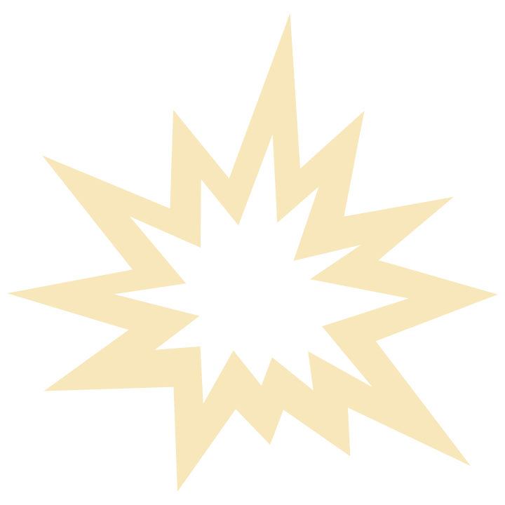 A white explosive comic-style burst graphic with sharp, jagged edges on a black background.