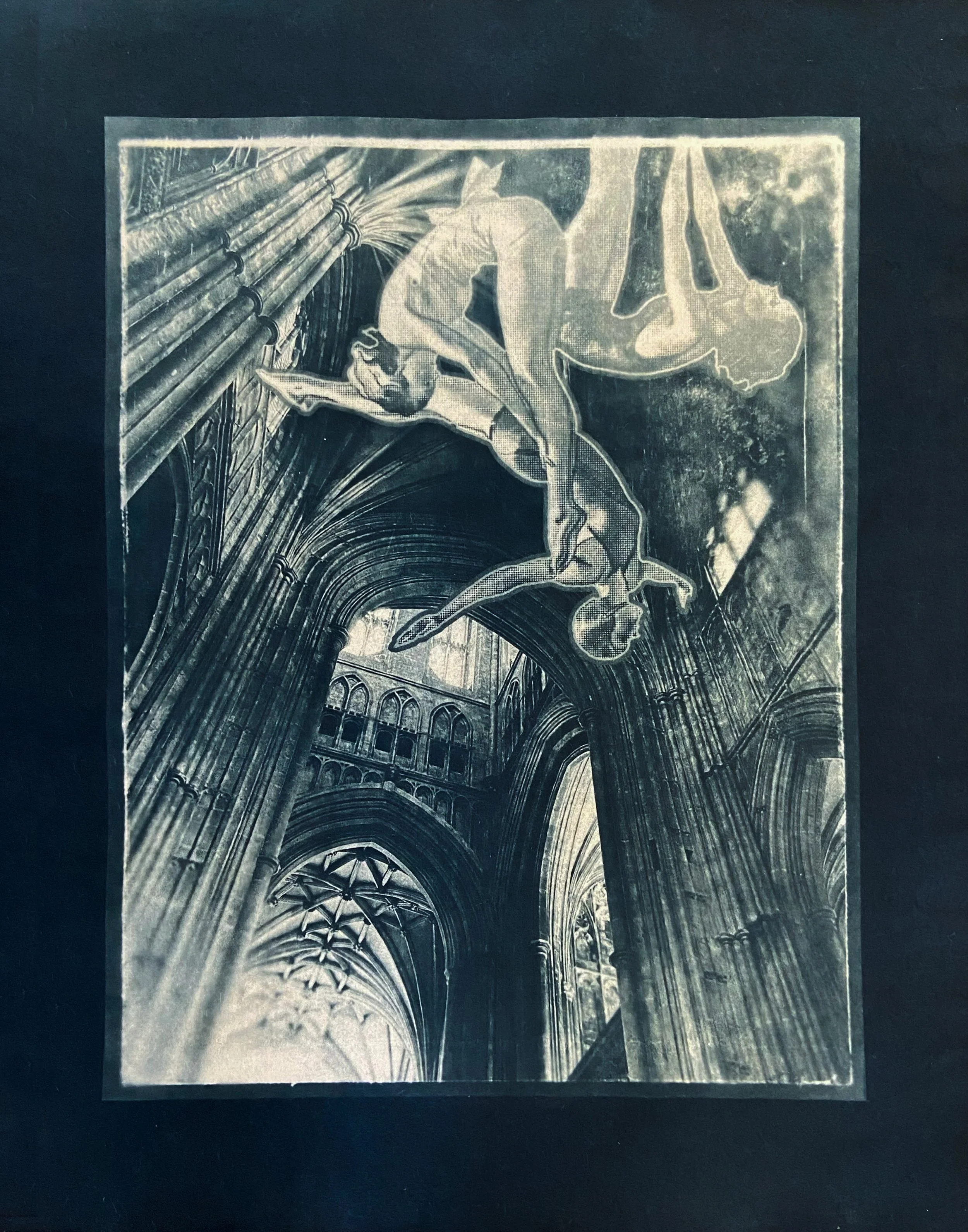 "260729 High Diving at Canterbury" - Cyanotype on Teabag Paper
