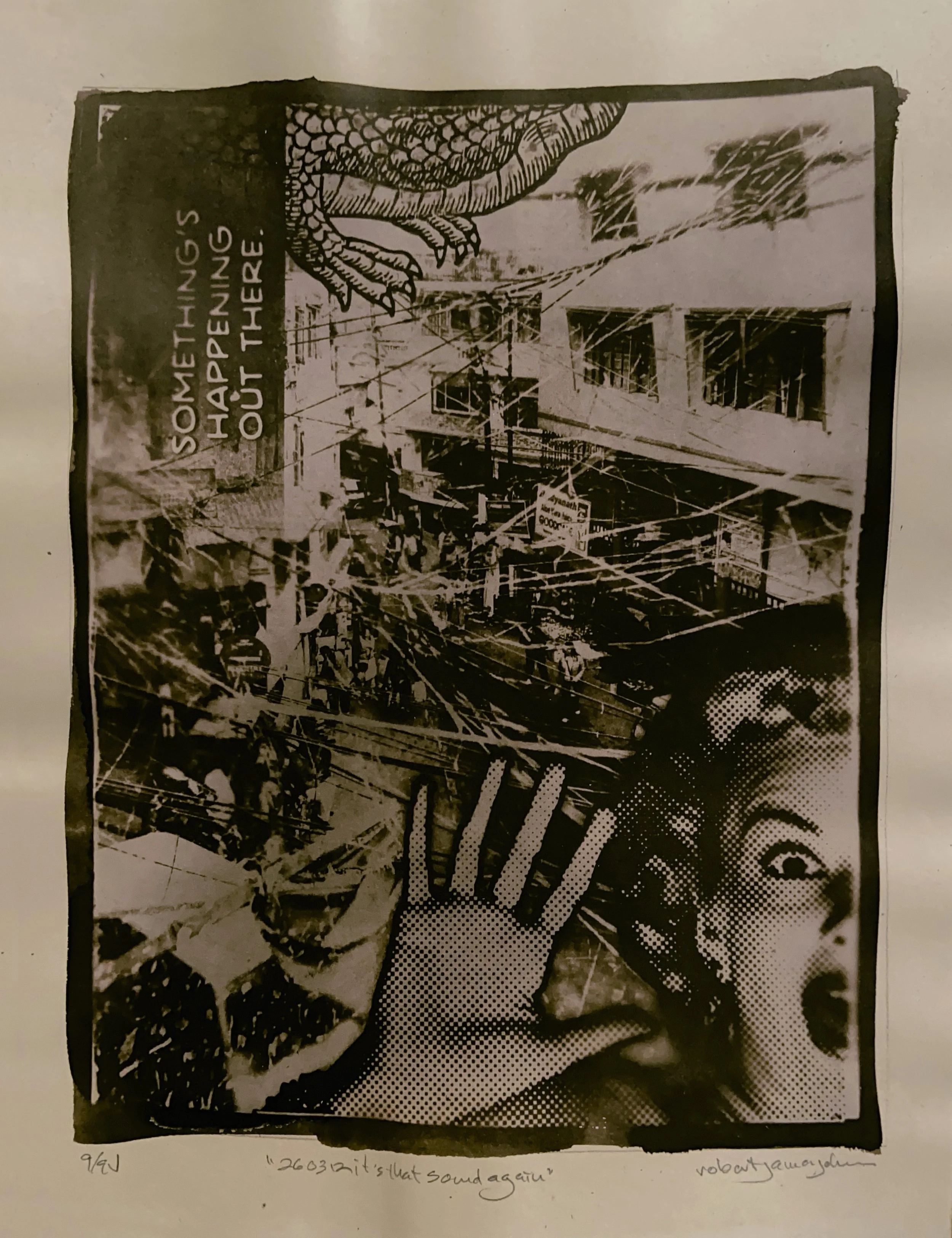 "260312 It's That Sound Again"- 8.5X11" Image on 10x13" French Speckletone - 9 of Edition of 9 -  Variable - Bleached and Toned with Wine Tannins and Coffee