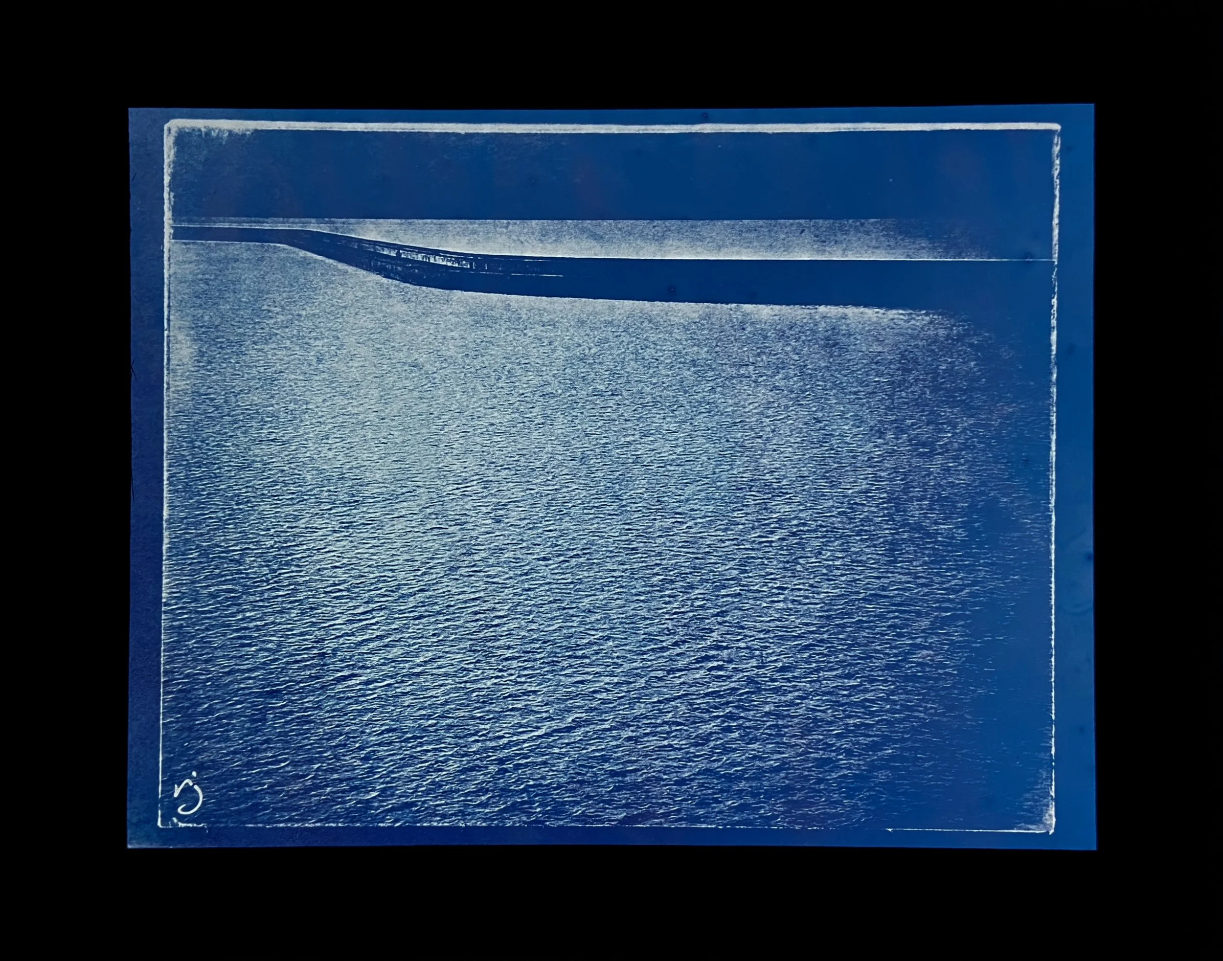  260512 Holyhead Breakwater (G1) - 8.5X11" Image on 11x14" Glass, Framed