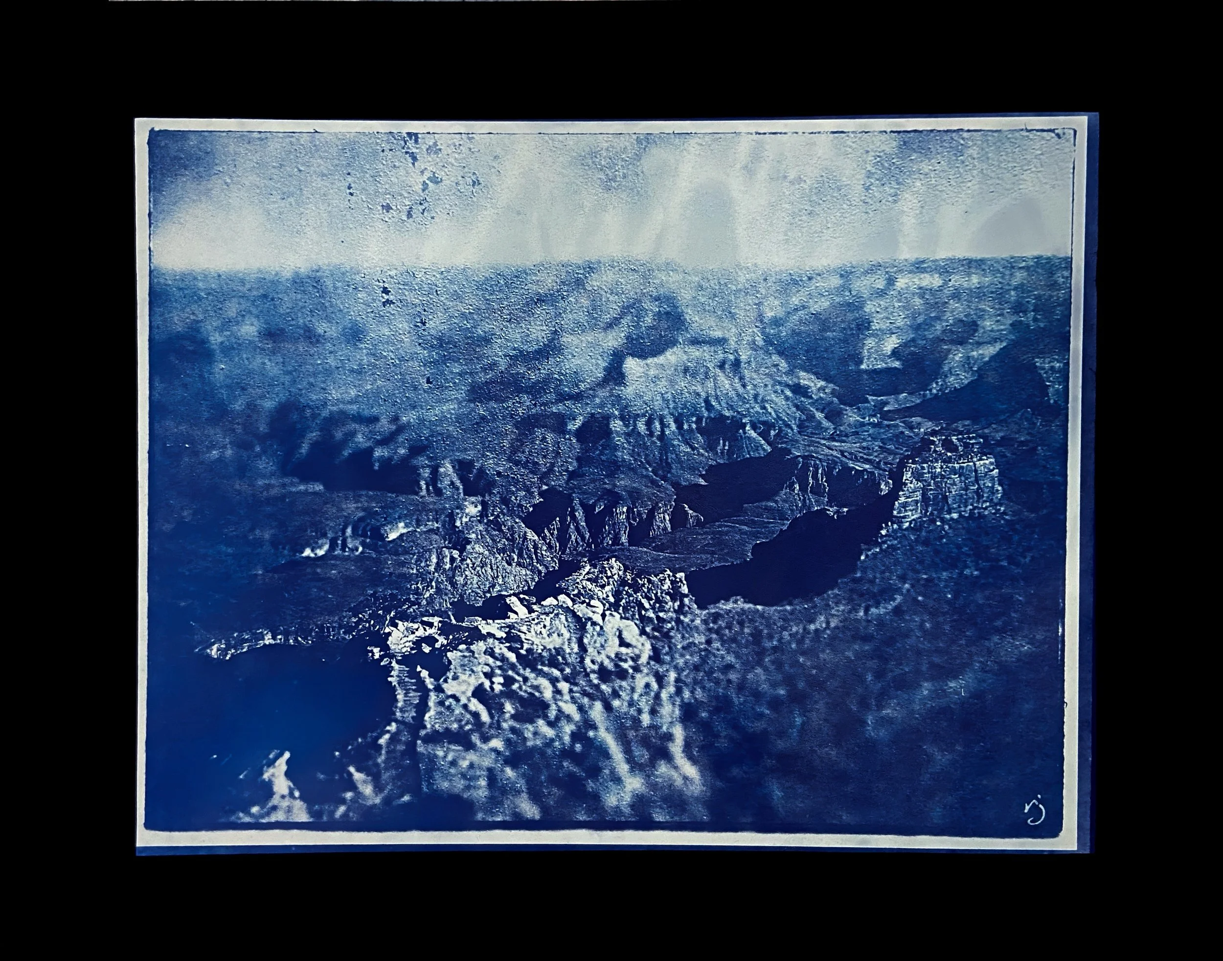 260427 GC Ooh Aah (G1) - 8.5X11" Cyanotype Image on 11x14" Glass, Framed