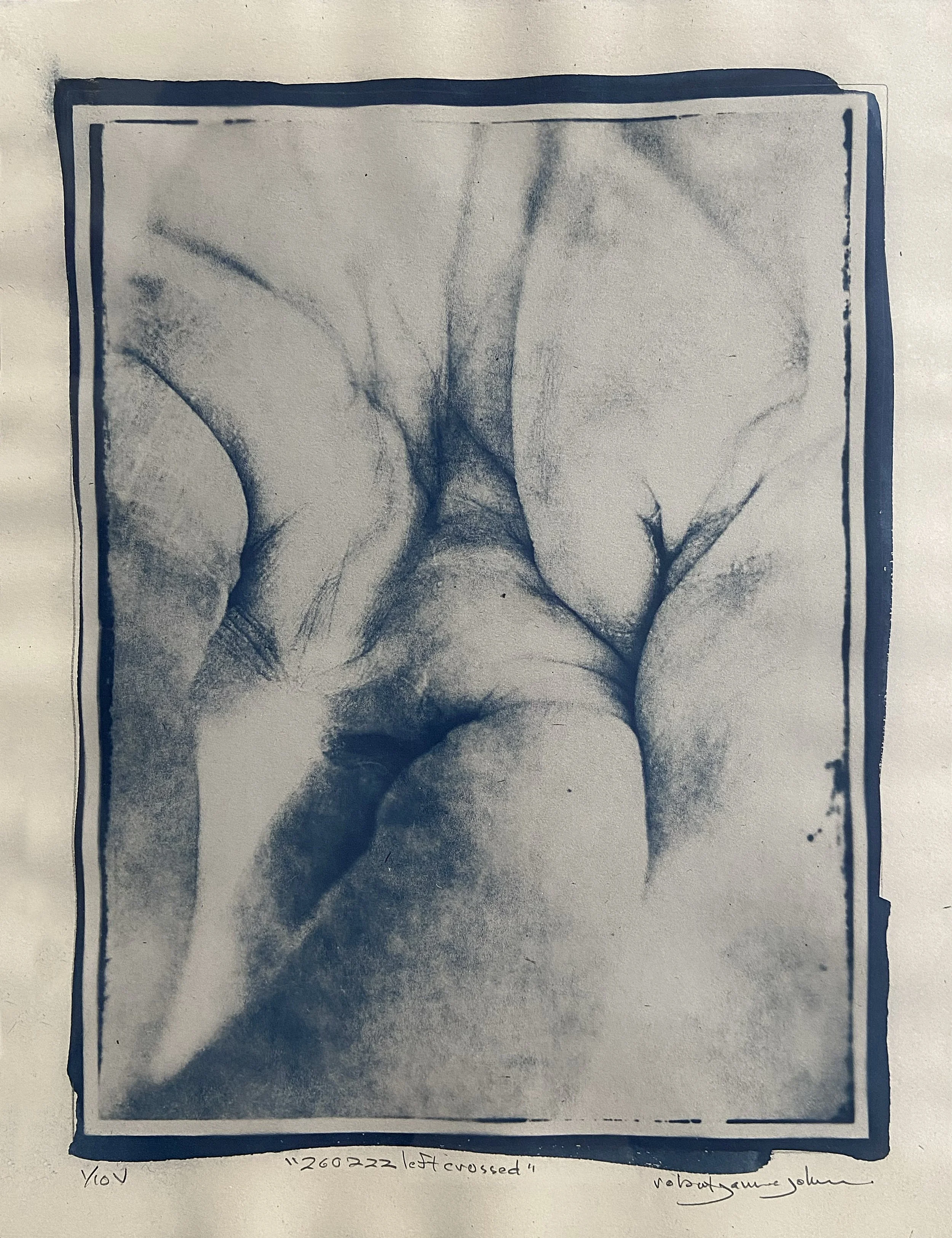 "260222 Left Crossed" - 8.5X11" Image on 10x13" French Speckletone - Edition of 10 Variable - Toned with Peppermint