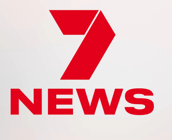 Seven News logo with a large red number seven and the word "NEWS" in red capital letters below it.